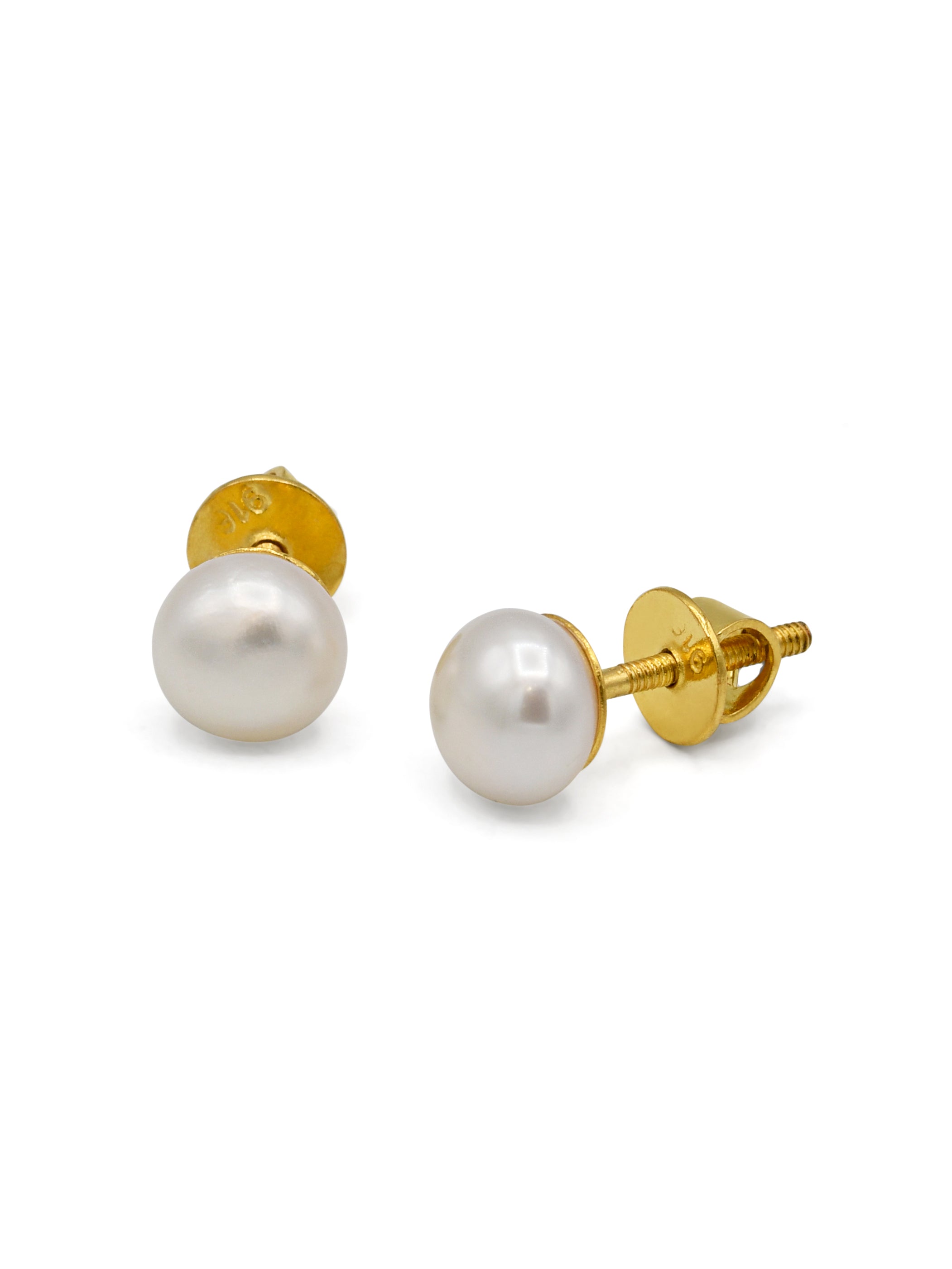 22ct Gold Pearl Stud Earrings - Roop Darshan
