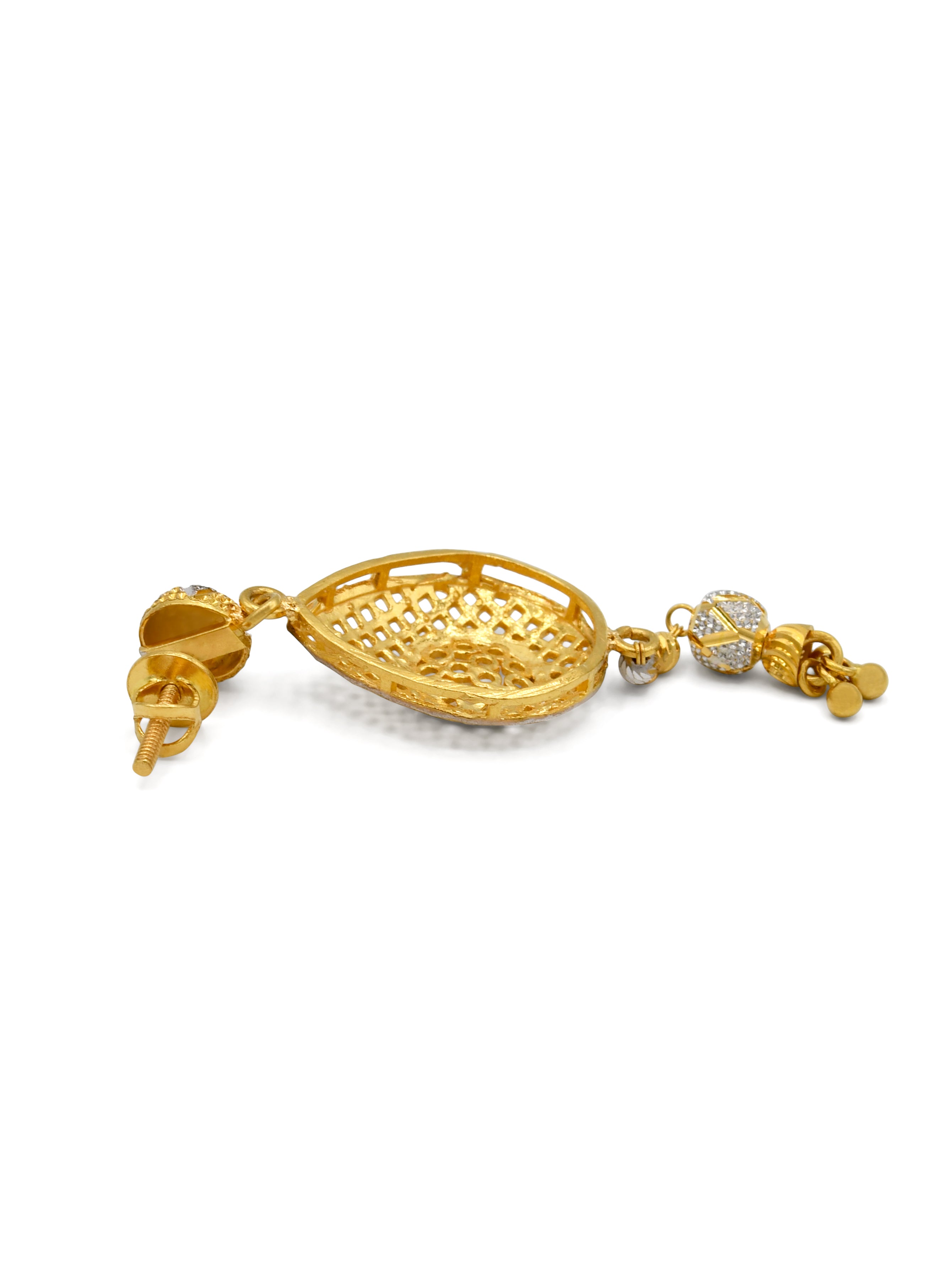 22ct Gold Two Tone Earrings - Roop Darshan