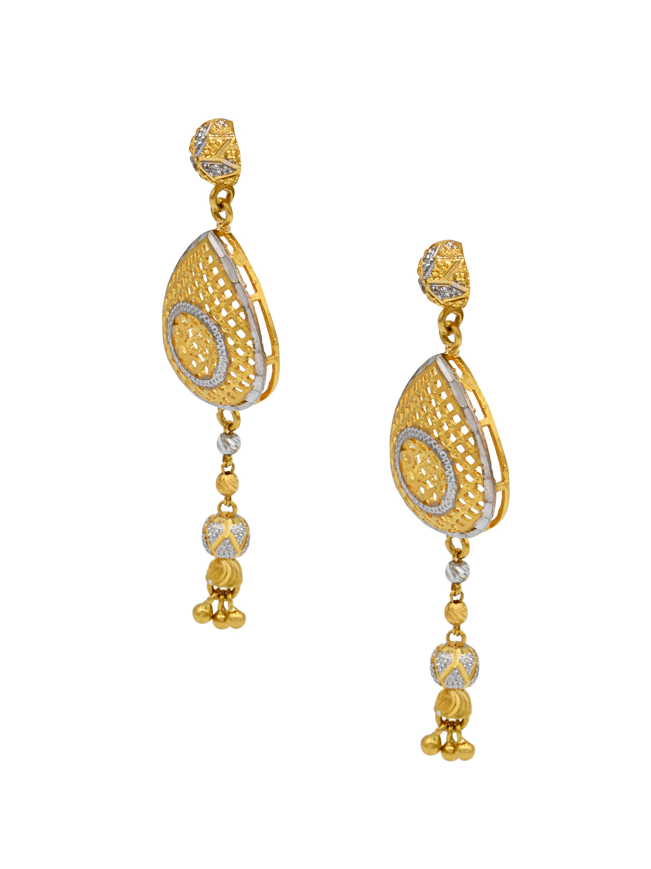 22ct Gold Two Tone Earrings - Roop Darshan