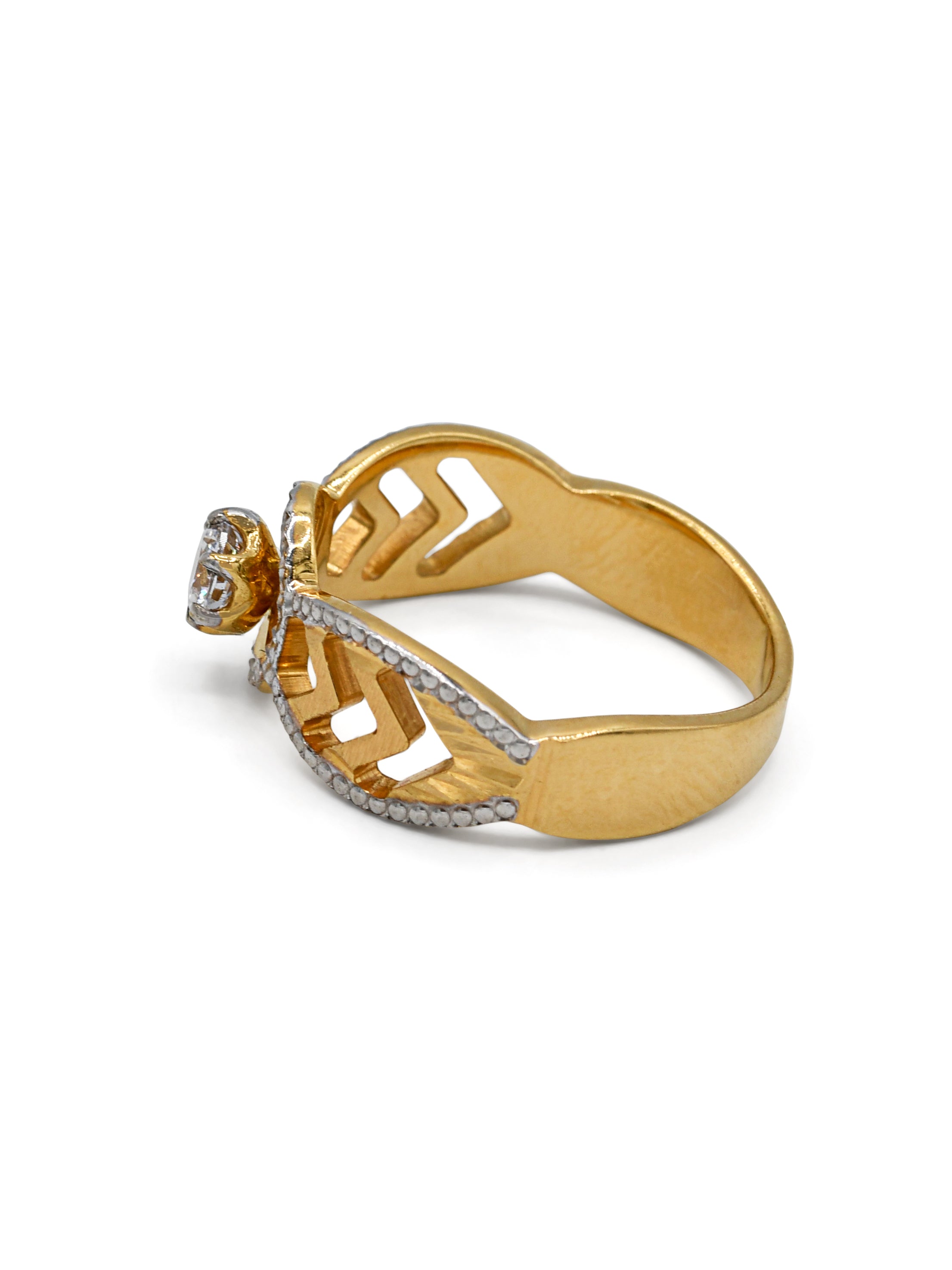 22ct Gold Two Tone CZ Ladies Ring - Roop Darshan