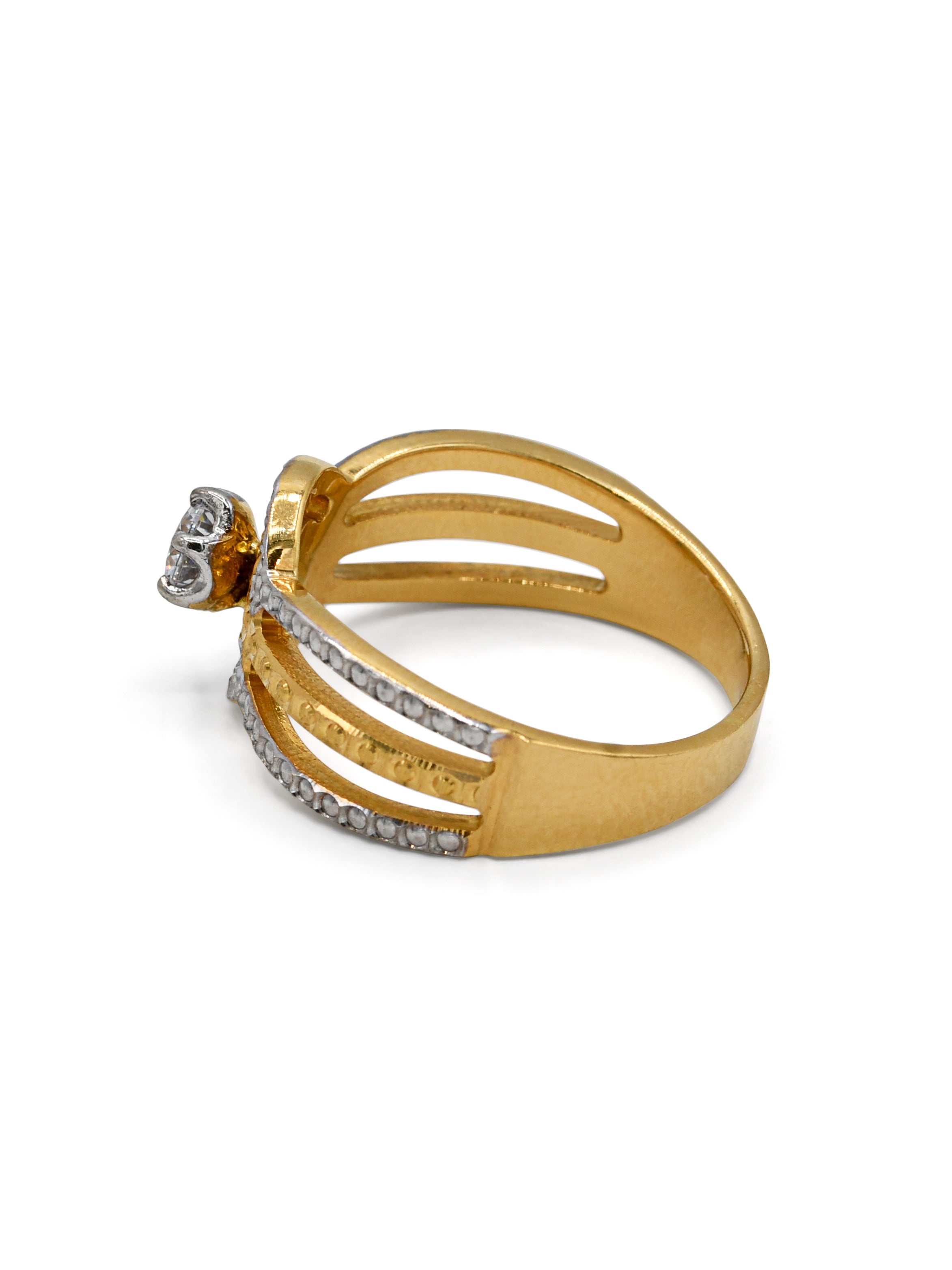 22ct Gold Two Tone CZ Ladies Ring - Roop Darshan