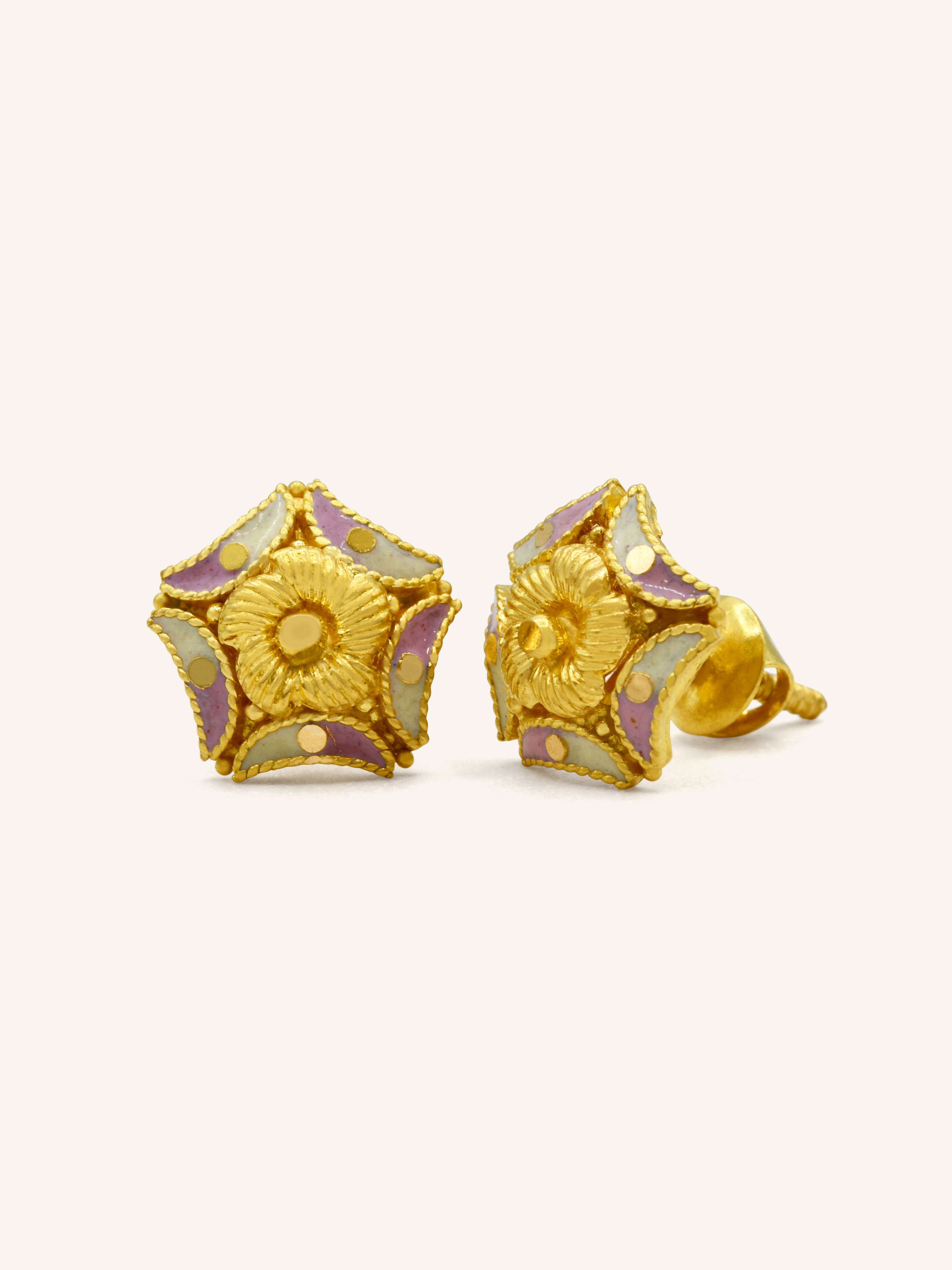 22ct Gold Minakari Stud Earring - Roop Darshan