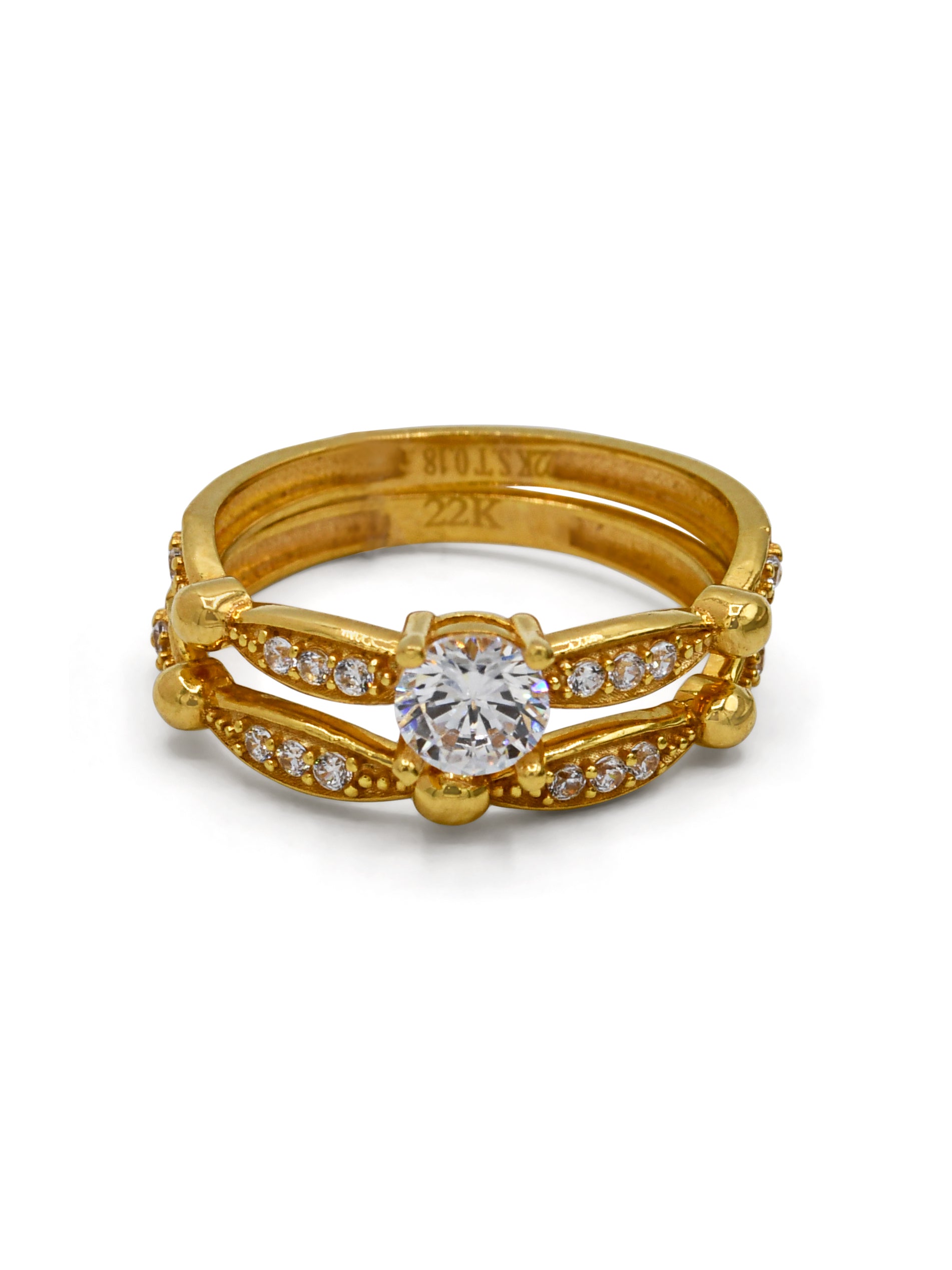 22ct Gold CZ 2 Piece Ladies Ring