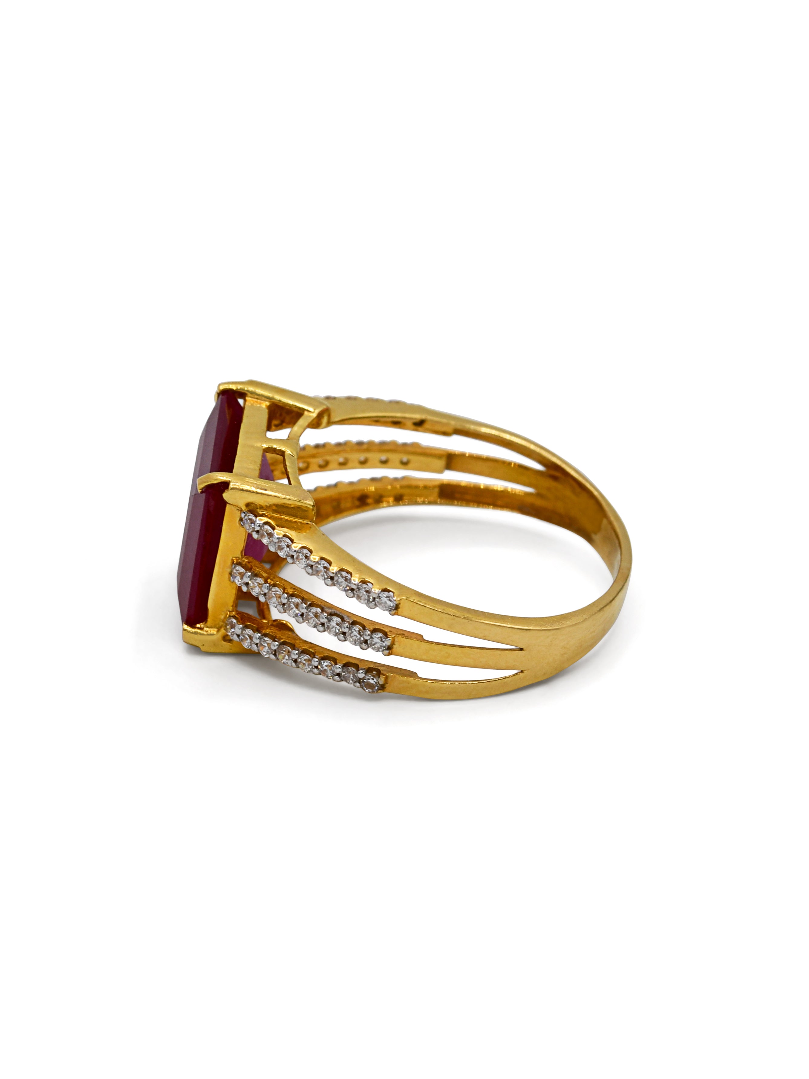 22ct Gold Pink CZ Ladies Ring - Roop Darshan