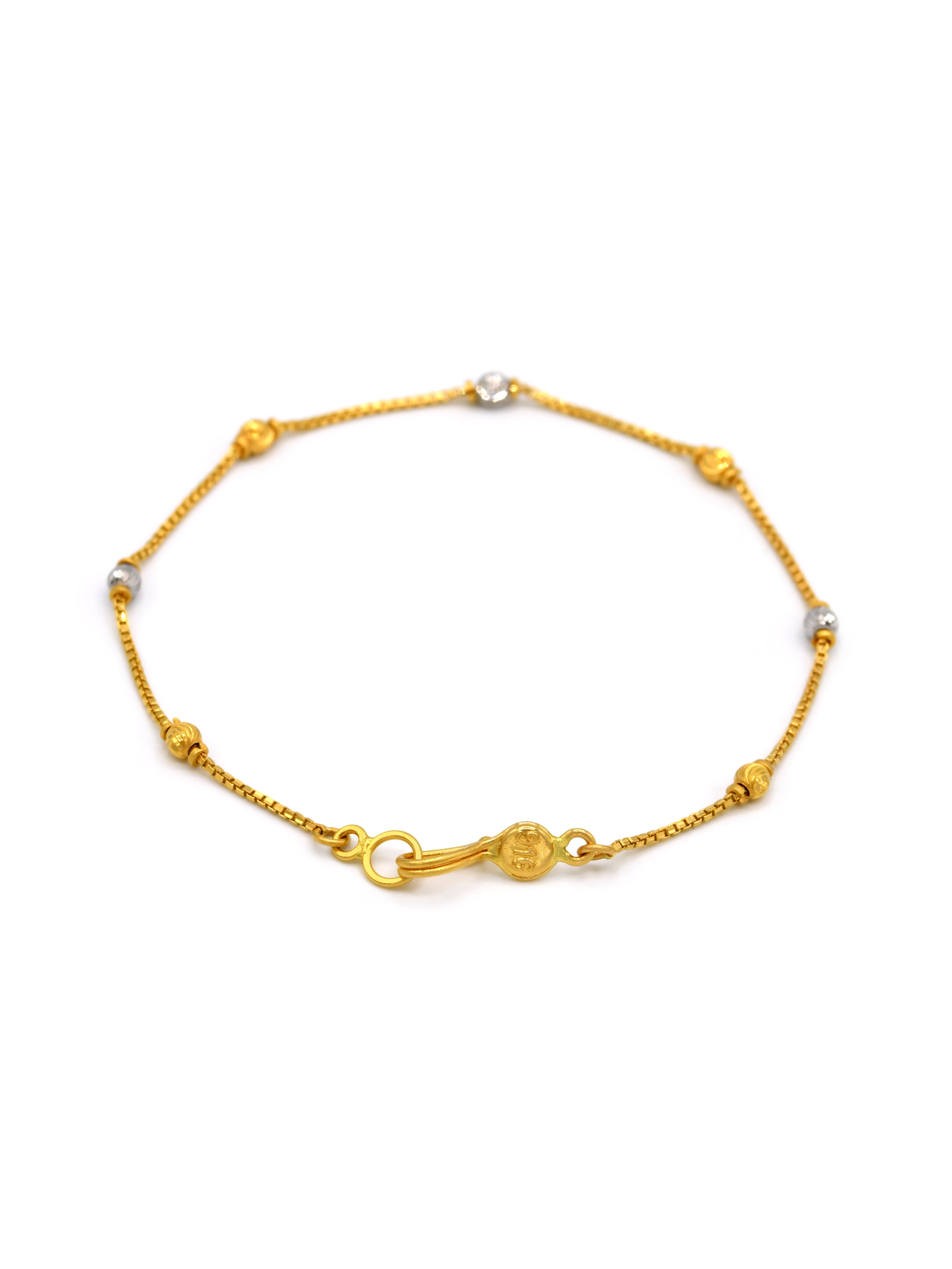22ct Gold Two Tone Ball Ladies Bracelet
