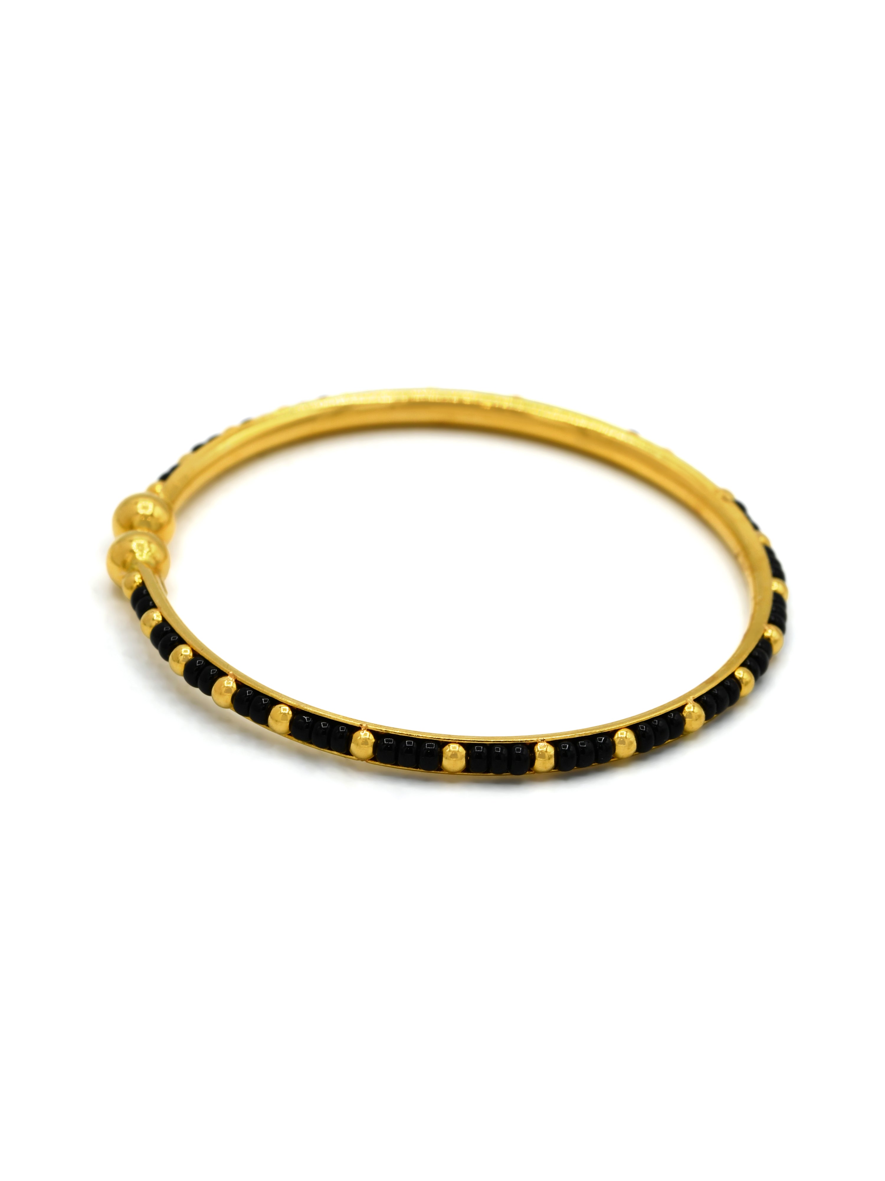 22ct Gold Pair Black Beads Baby Bangle - Roop Darshan
