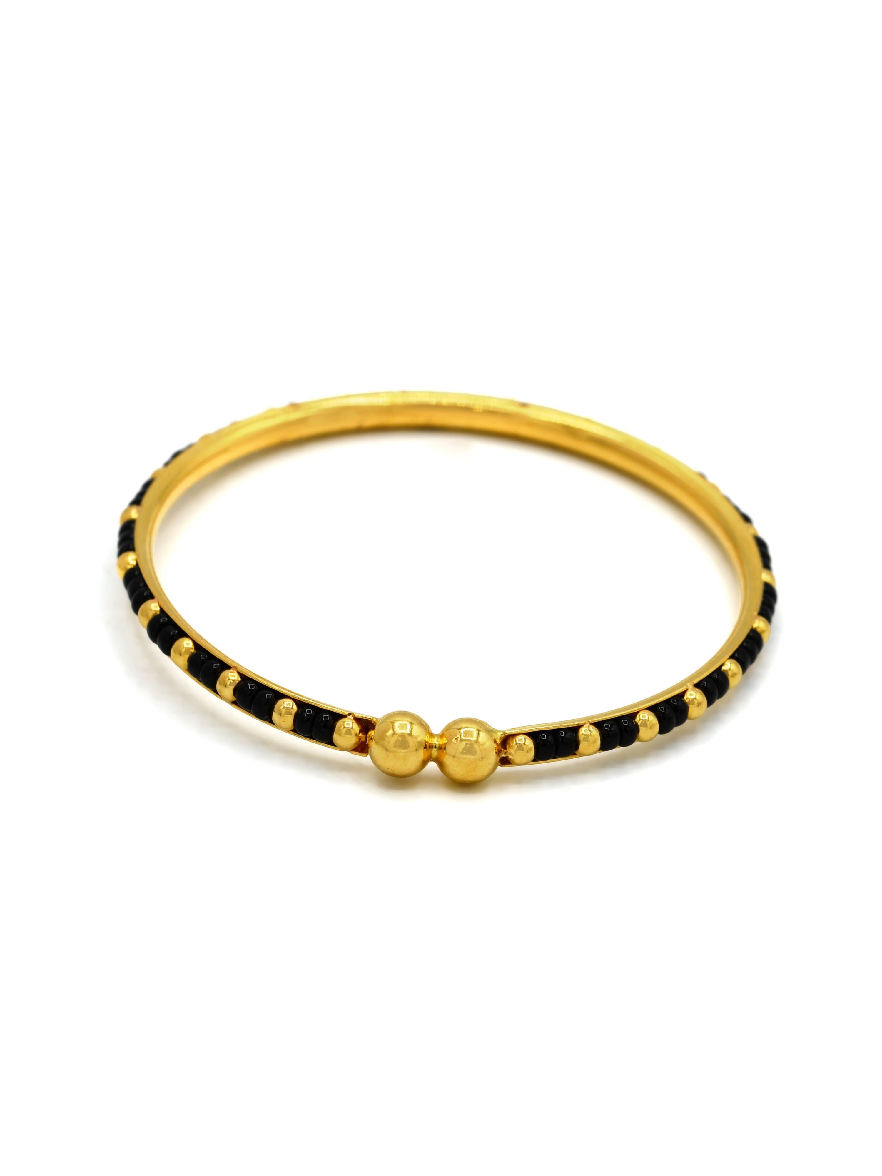 22ct Gold Pair Black Beads Baby Bangle - Roop Darshan