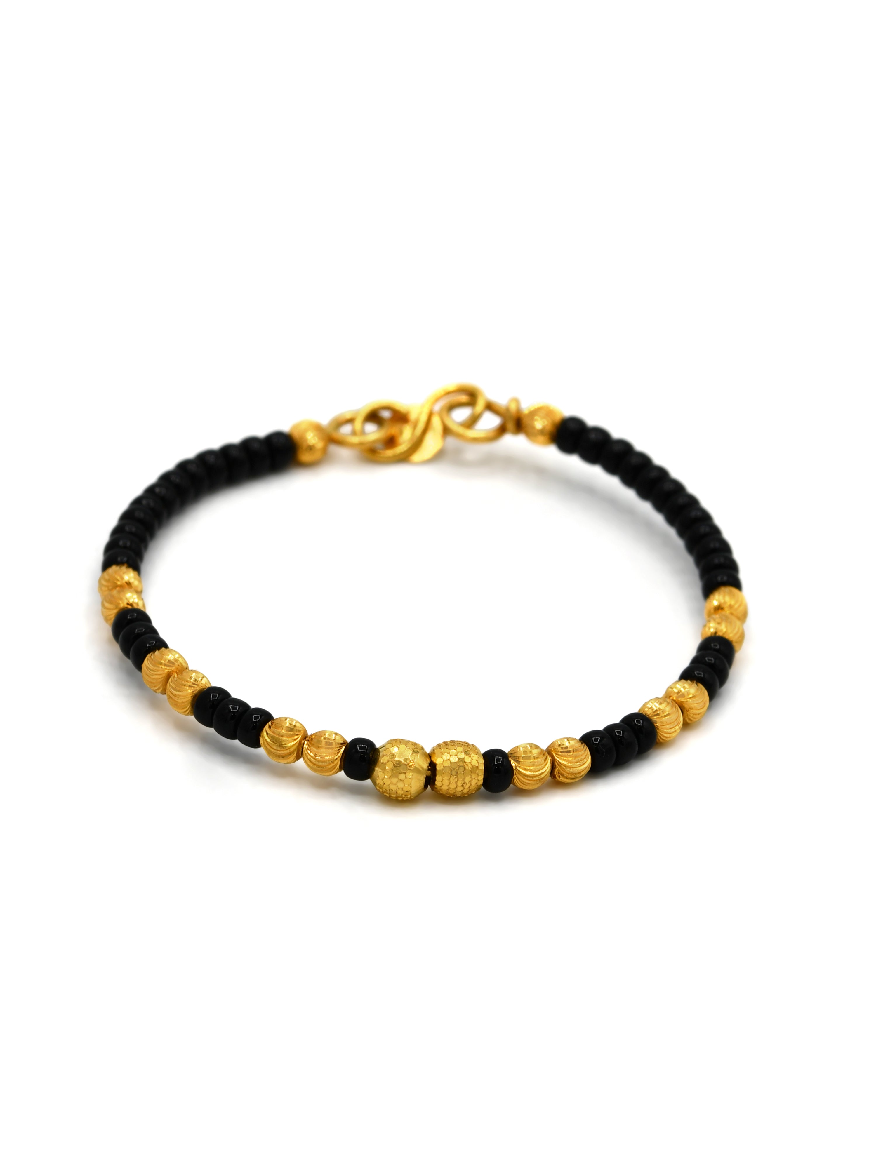 22ct Gold Pair Black Beads Baby Bangle - Roop Darshan