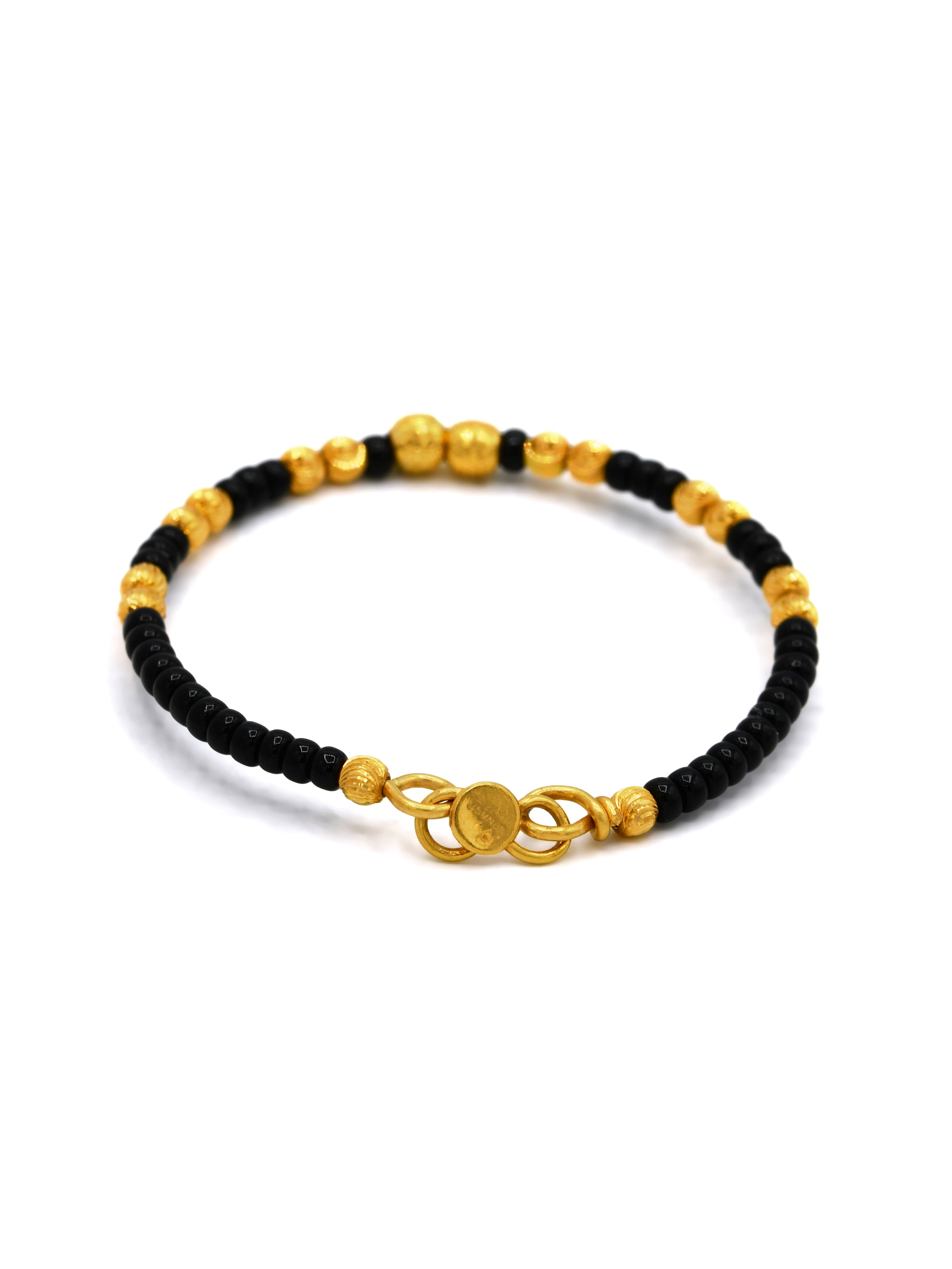 22ct Gold Pair Black Beads Baby Bangle - Roop Darshan