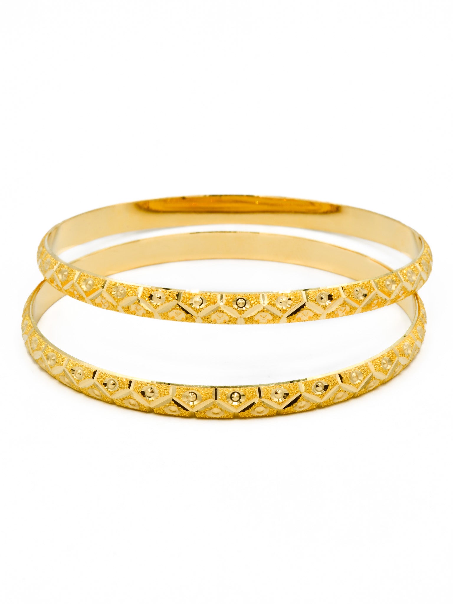 22ct Gold Sand Blast Design pair Bangle - Roop Darshan