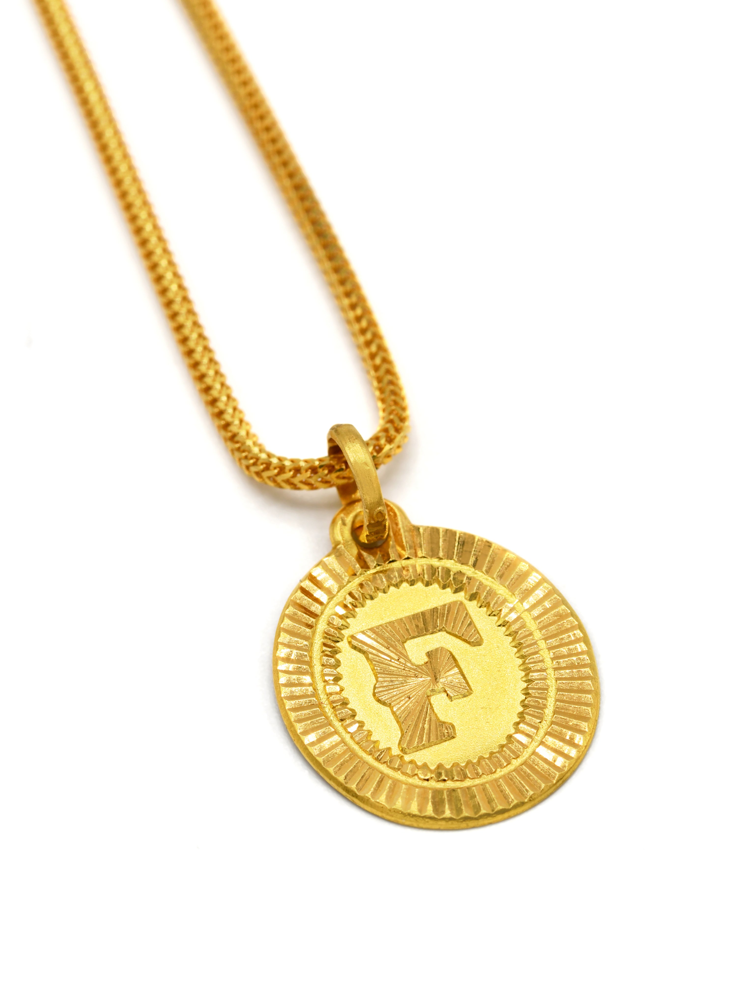 22ct Gold "F" initial Pendant - Roop Darshan