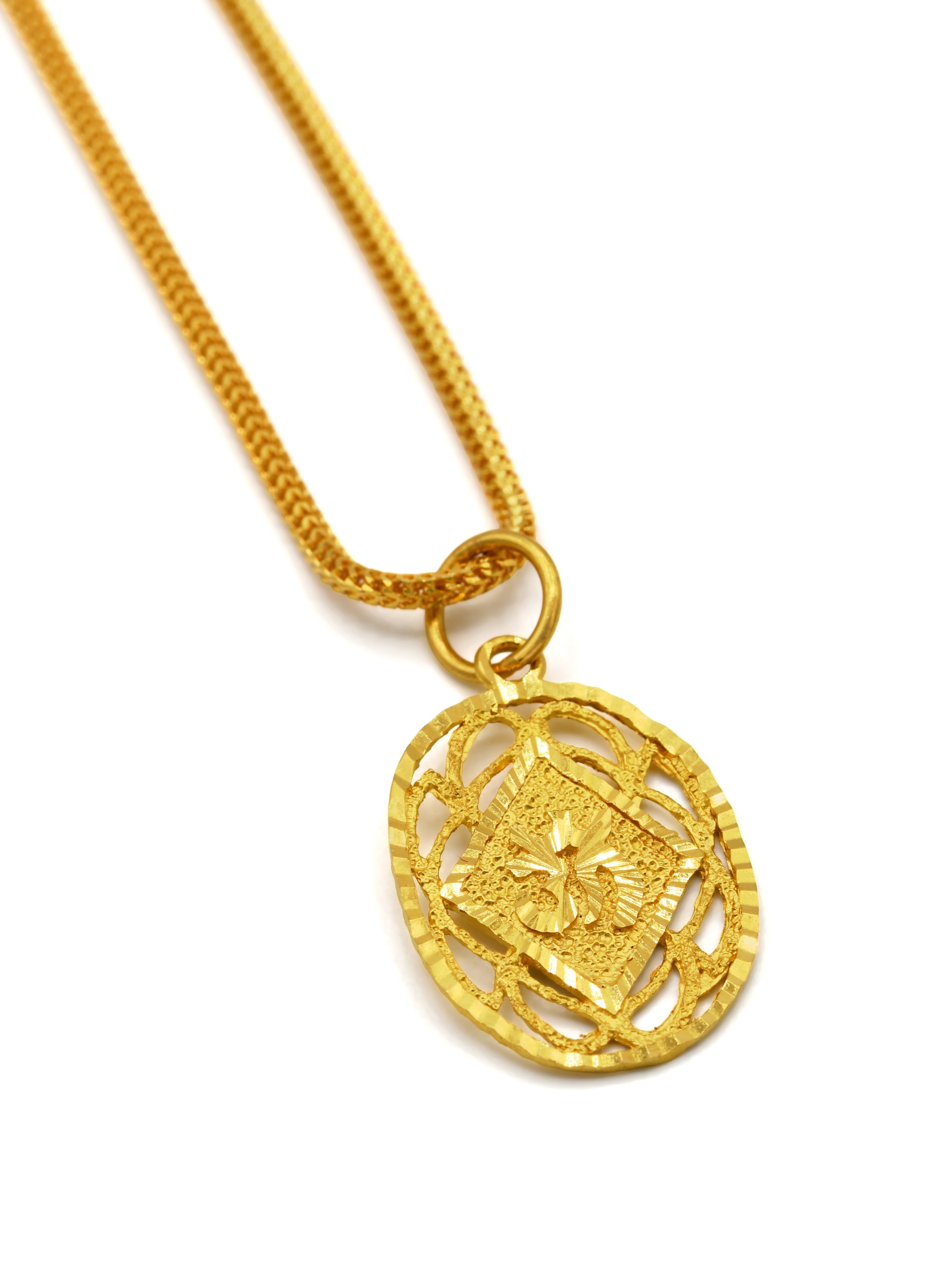 22ct Gold Oval Om Pendant - Roop Darshan
