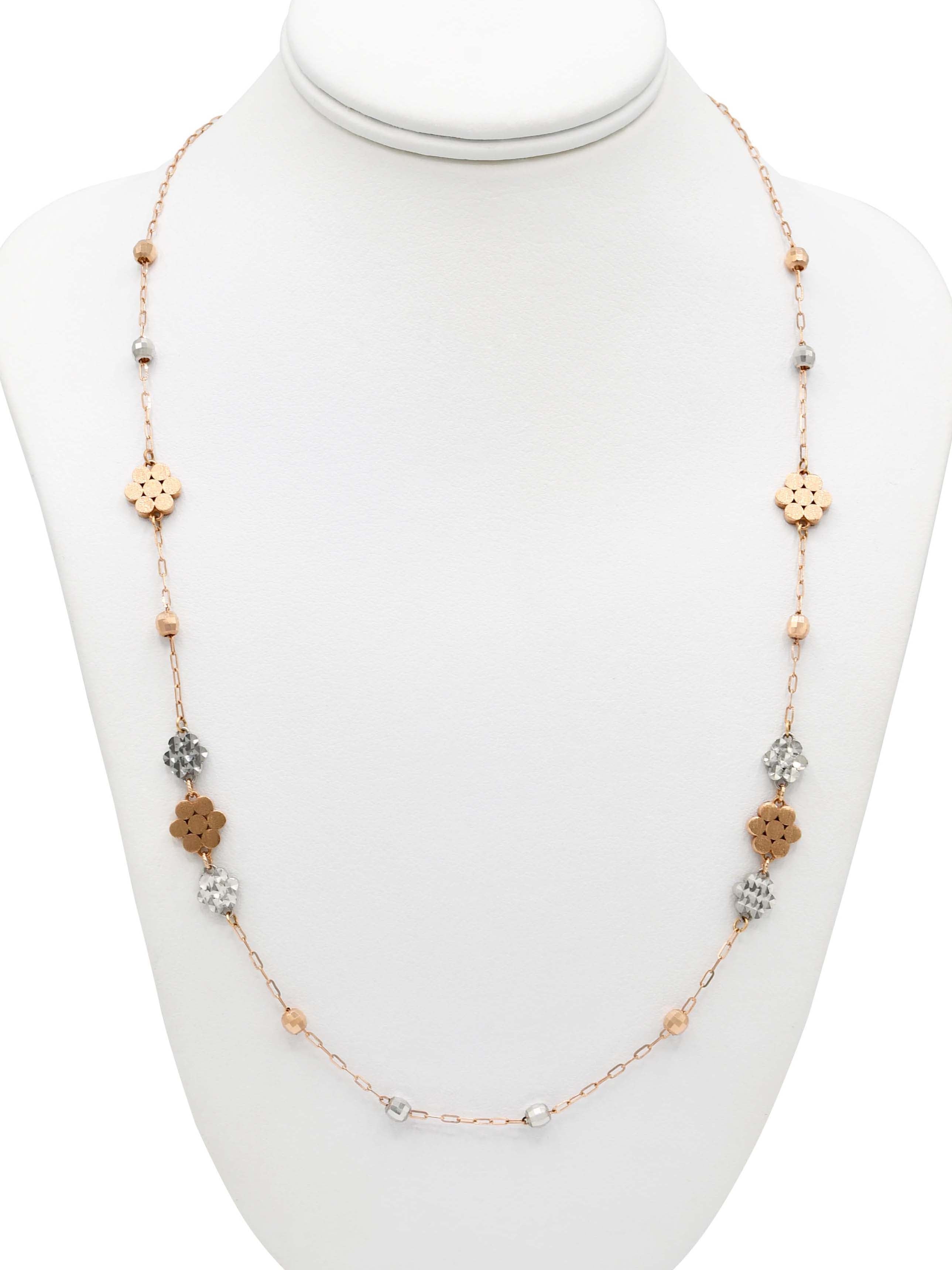 18ct Rose Gold Two Tone Ball Fancy Chain - Roop Darshan