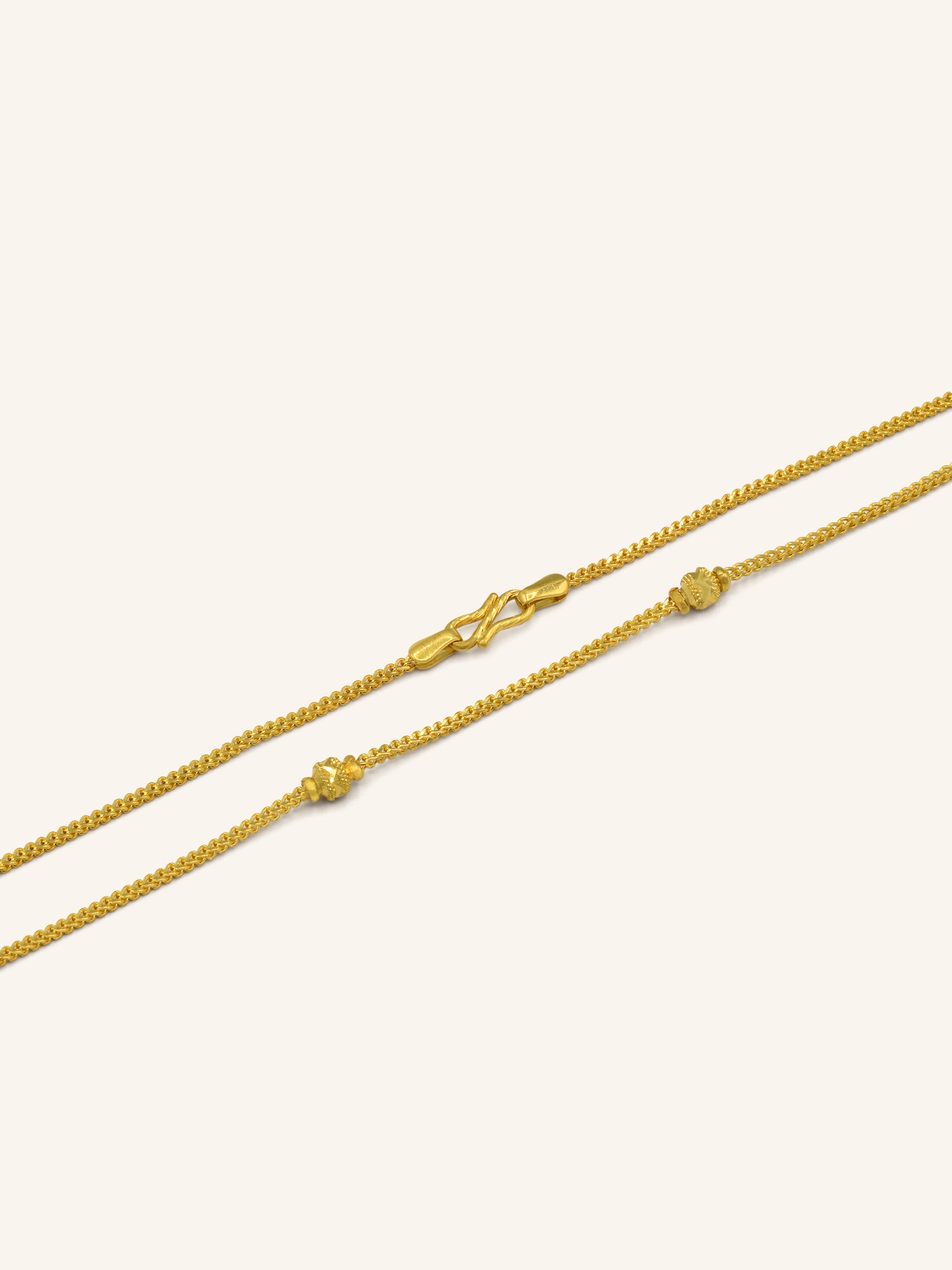 22Ct Gold Two Tone Ball Fancy Chain - Roop Darshan