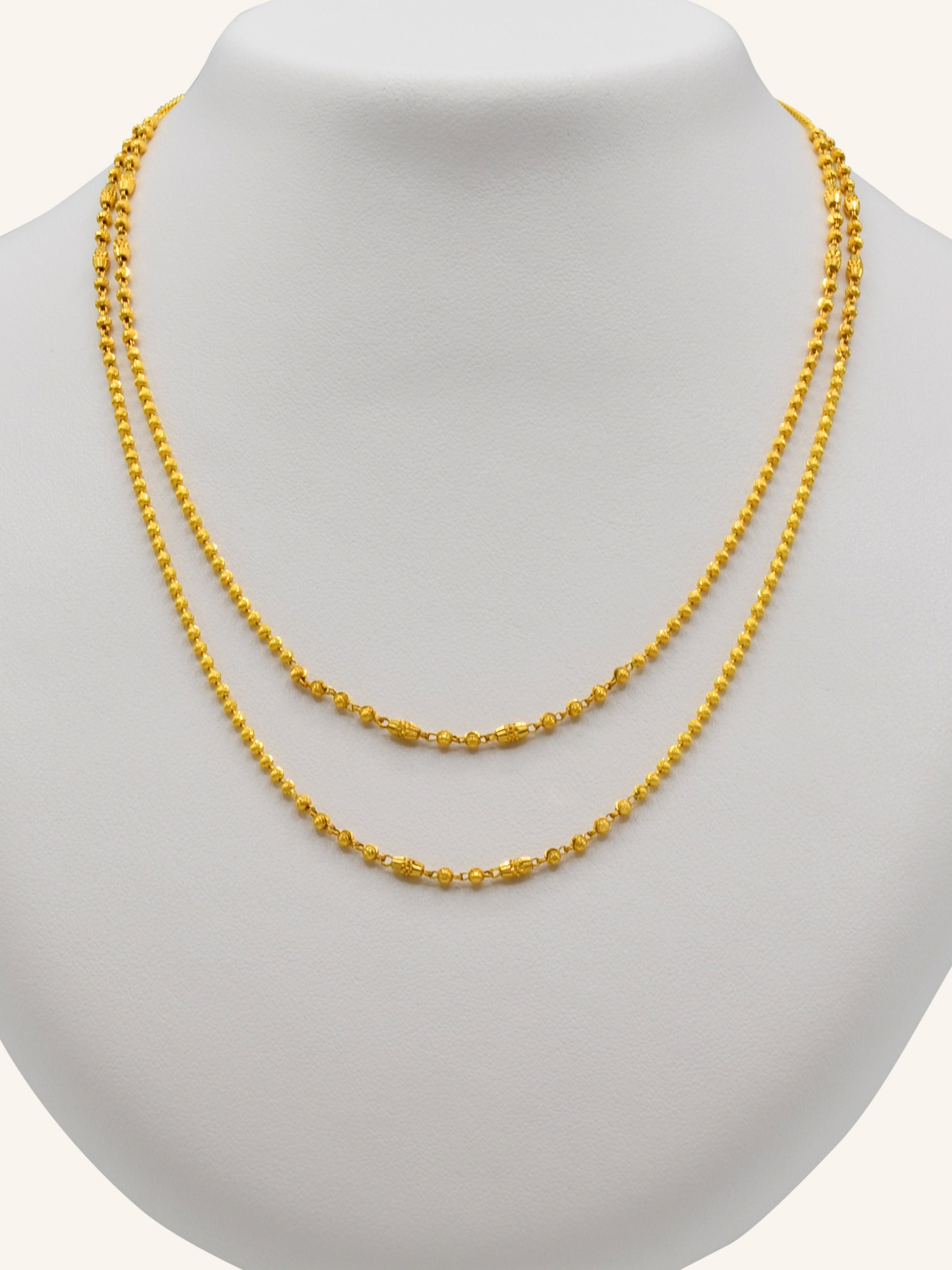 22ct Gold 2 Row Ball Fancy Chain - Roop Darshan