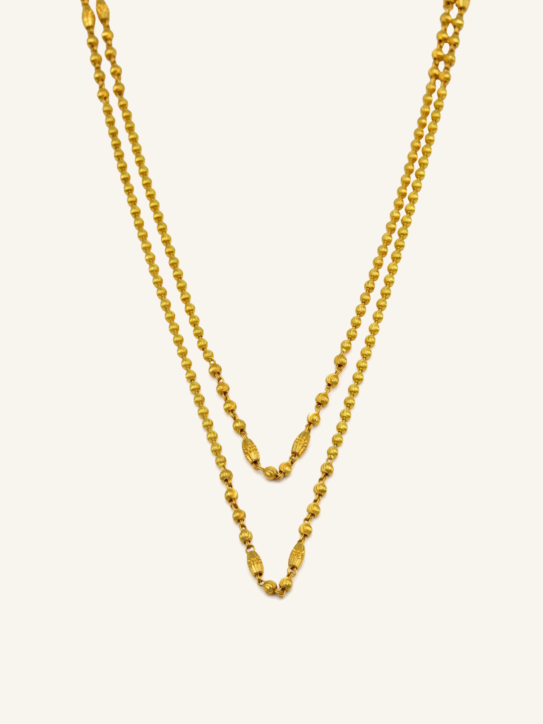 22ct Gold 2 Row Ball Fancy Chain - Roop Darshan