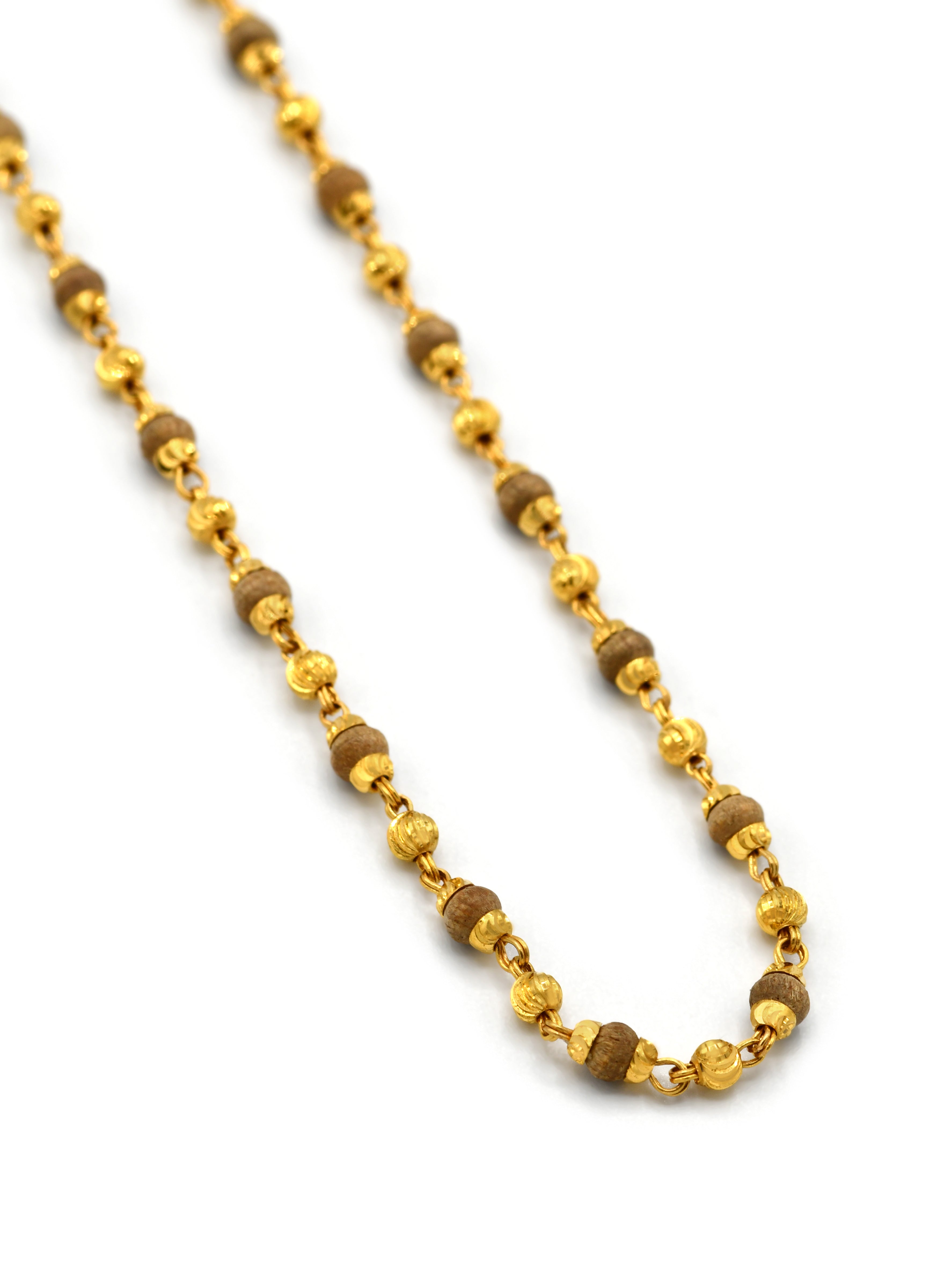 22ct Gold Tulsi Ball Mala Fancy Chain