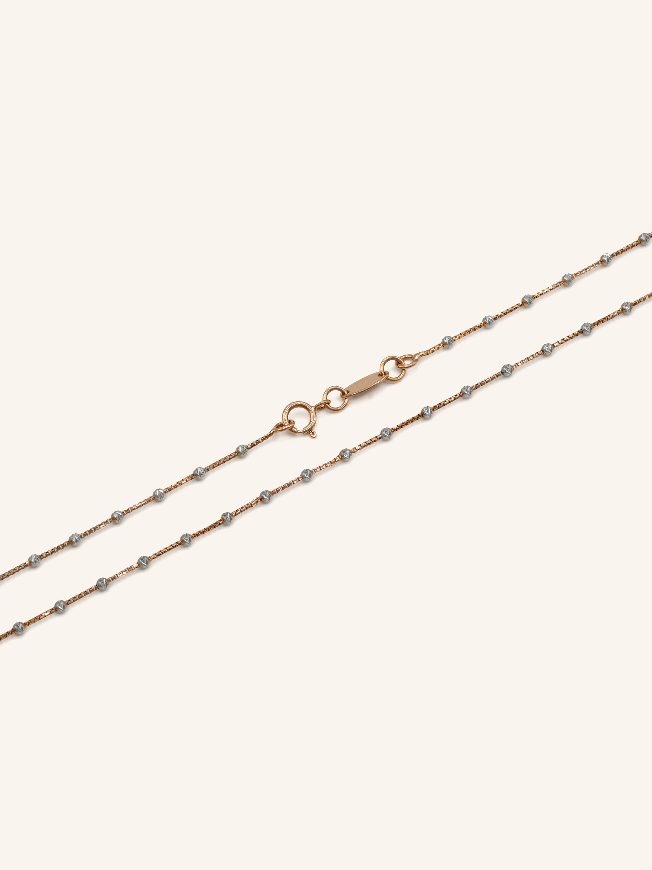 18ct Rose Gold Two Tone Ball Fancy Chain - Roop Darshan