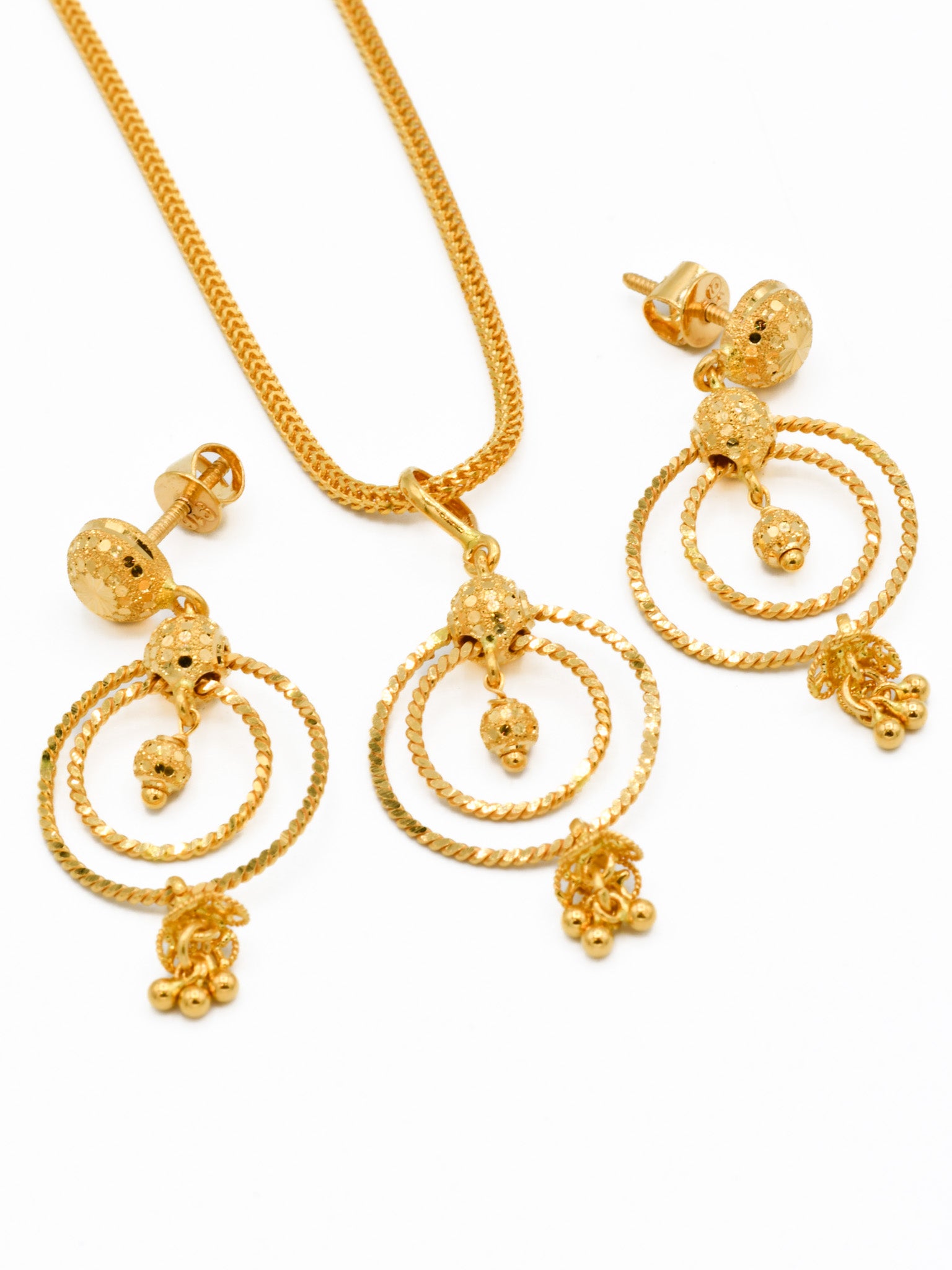 22ct Gold Pendant Earrings Set - Roop Darshan