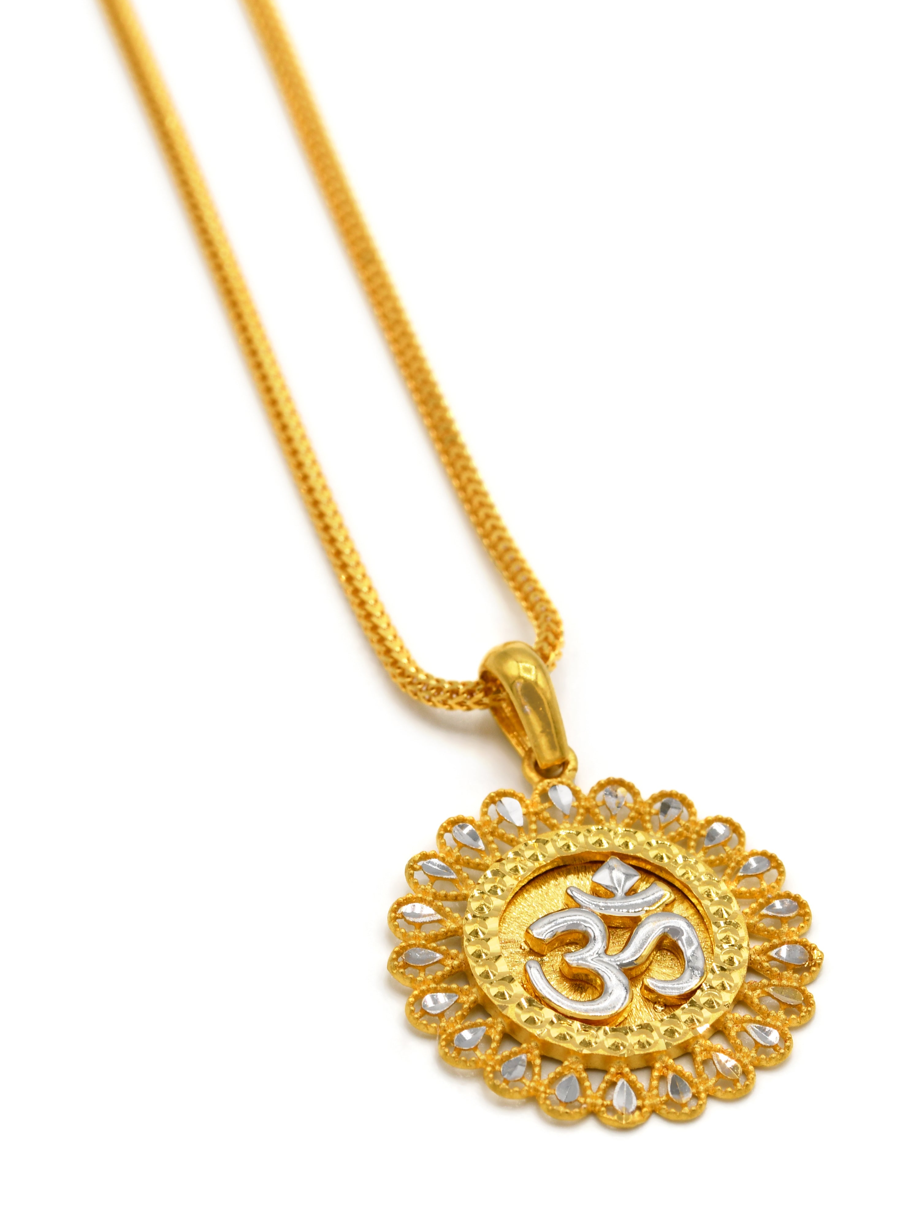 22ct Gold Two Tone Om Pendant - Roop Darshan