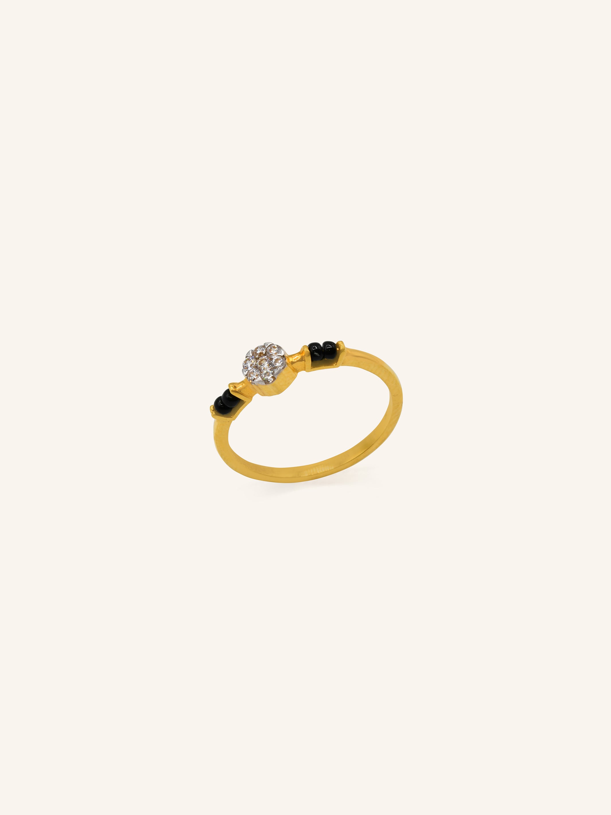 22ct Gold Black Beads CZ Ladies Ring 2.04 GMS - Roop Darshan