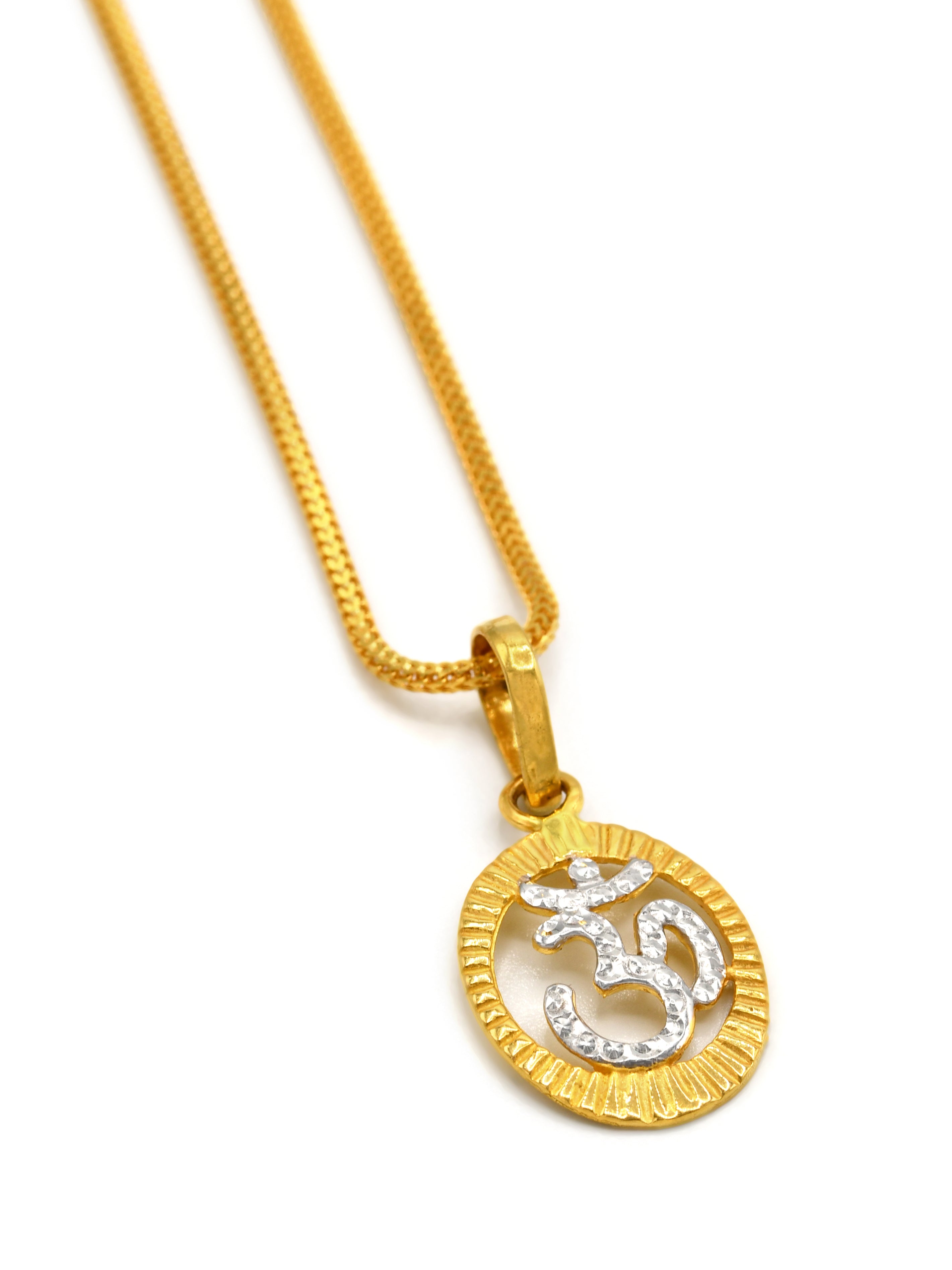 22ct Gold Two Tone Om Pendant - Roop Darshan