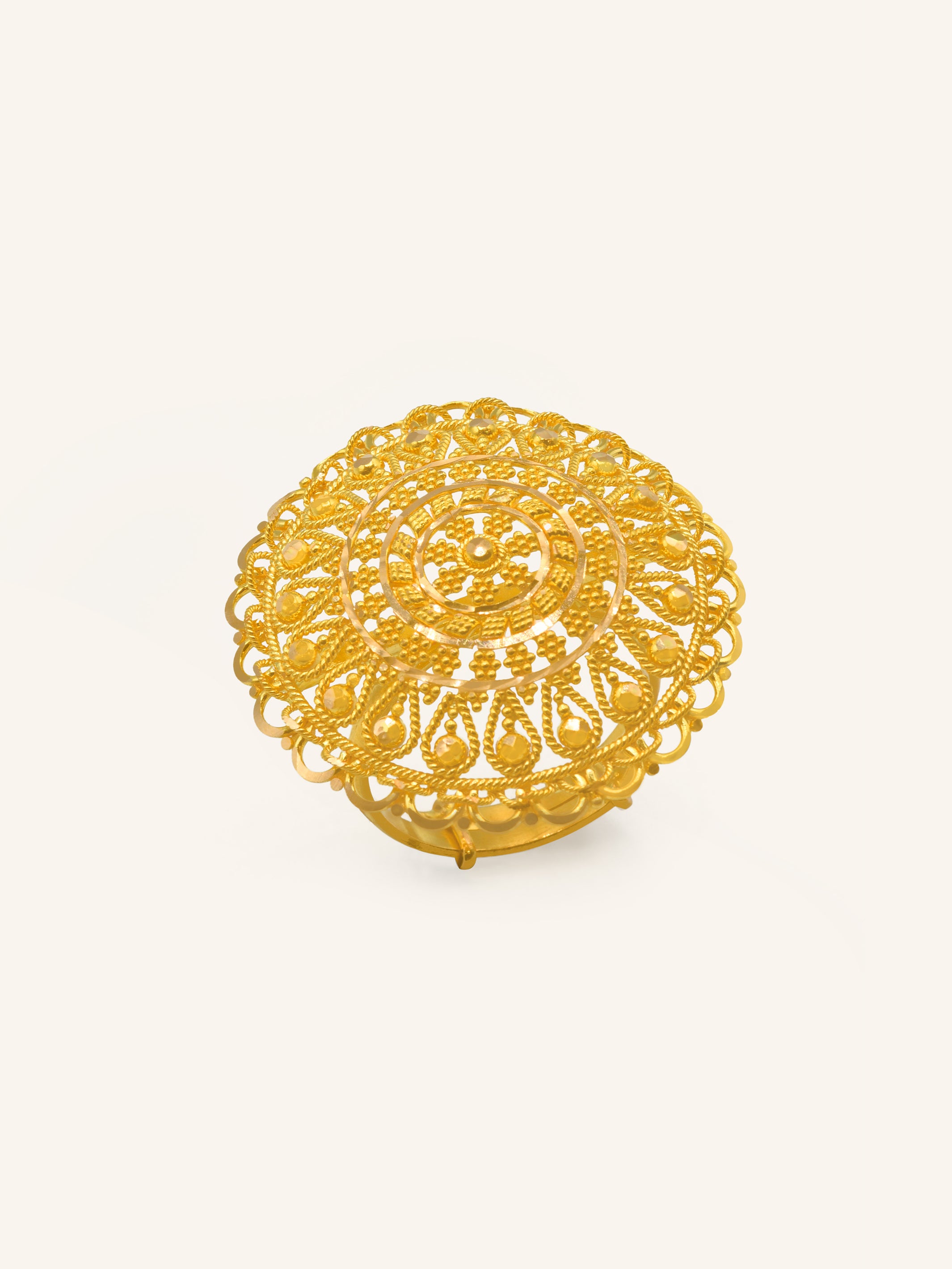 22Ct Gold Filigree Adjustable Ring - Roop Darshan