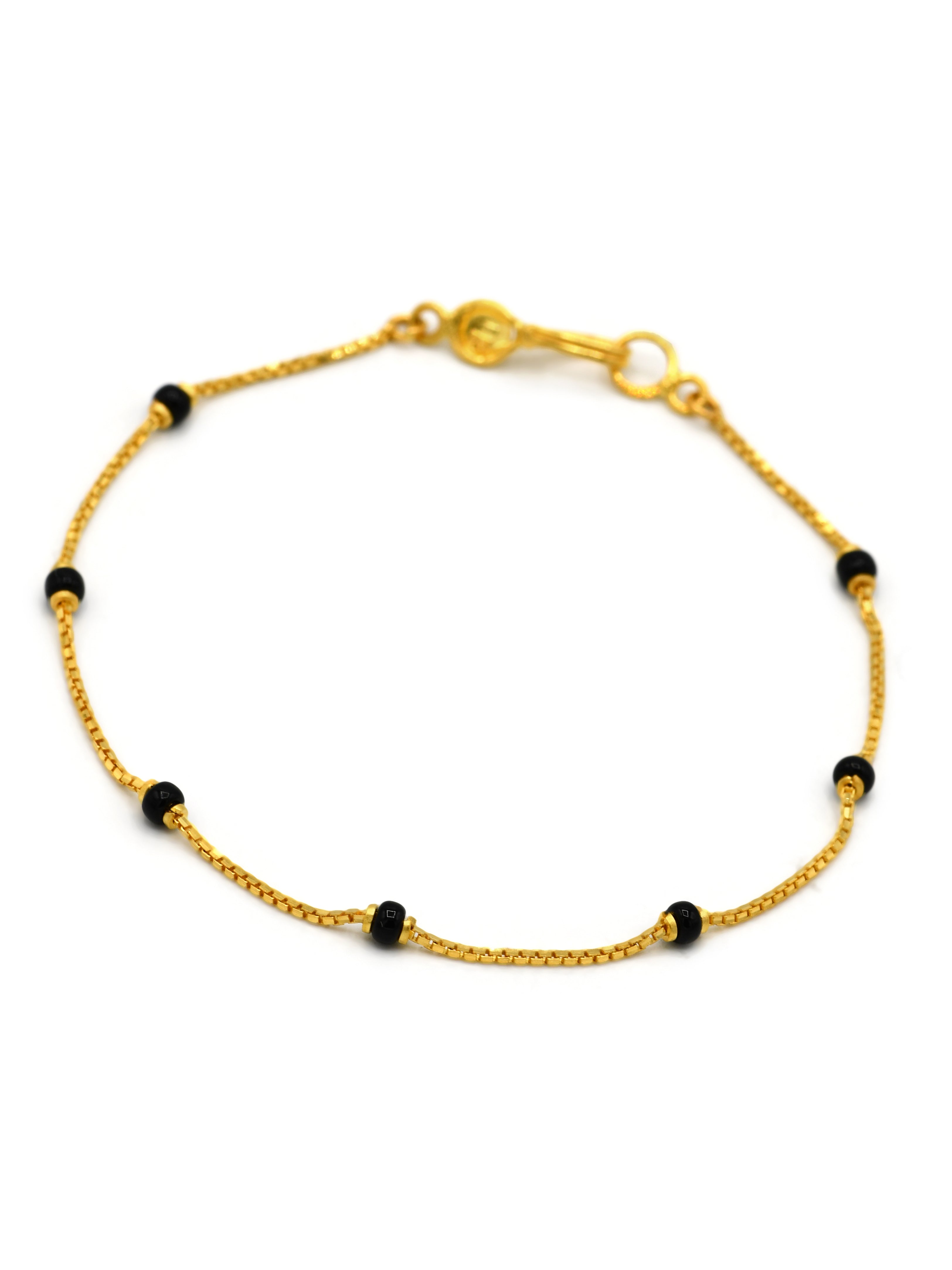 22ct Gold Black Beads Ladies Bracelet - Roop Darshan