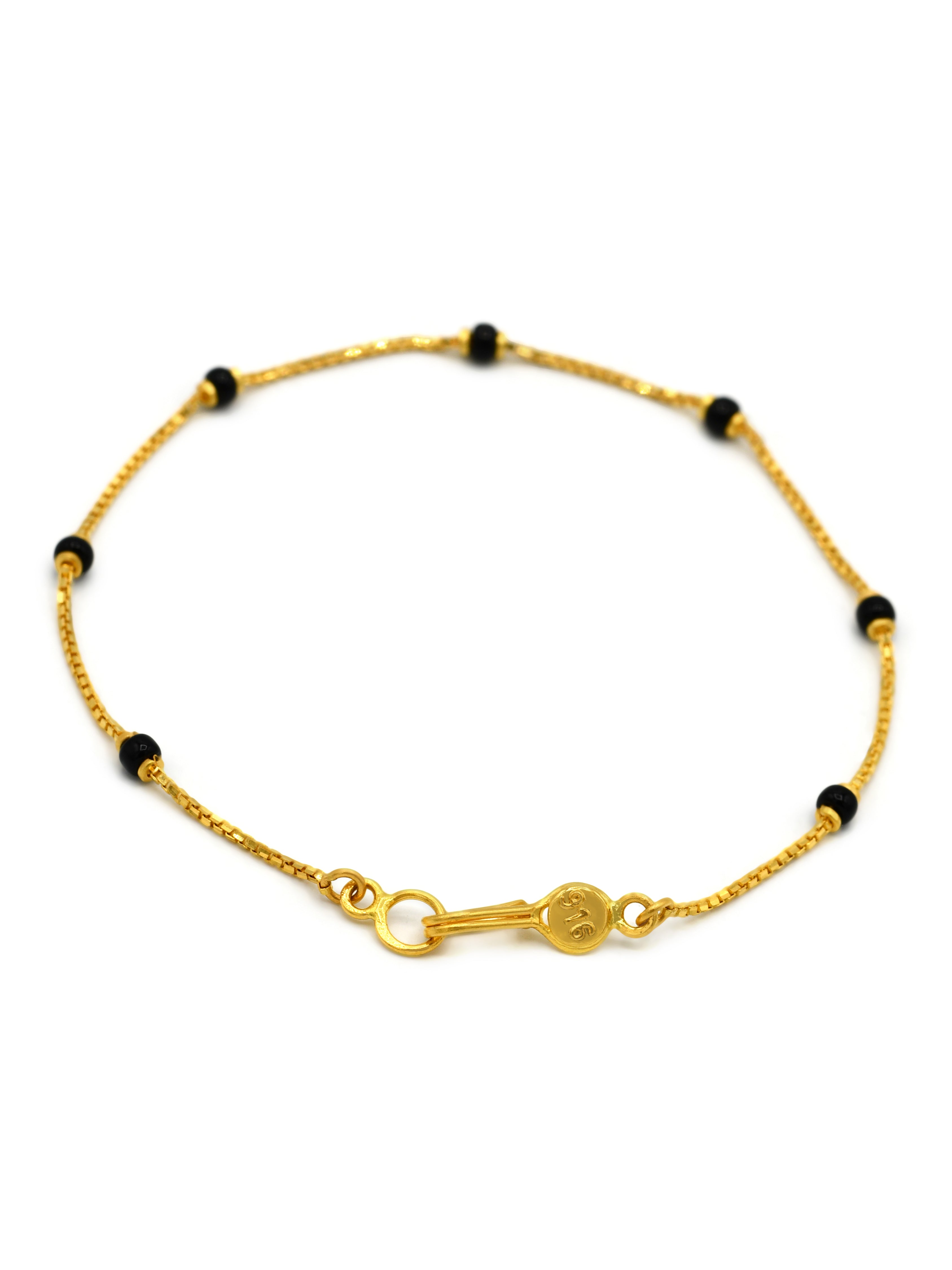 22ct Gold Black Beads Ladies Bracelet - Roop Darshan