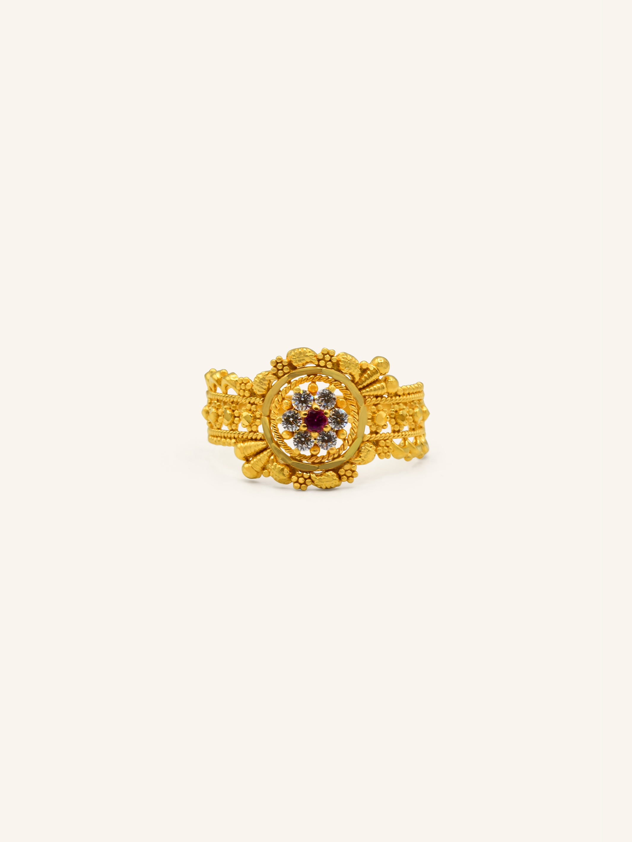 22ct Gold Pink CZ Ladies Ring 2.76 GMS - Roop Darshan