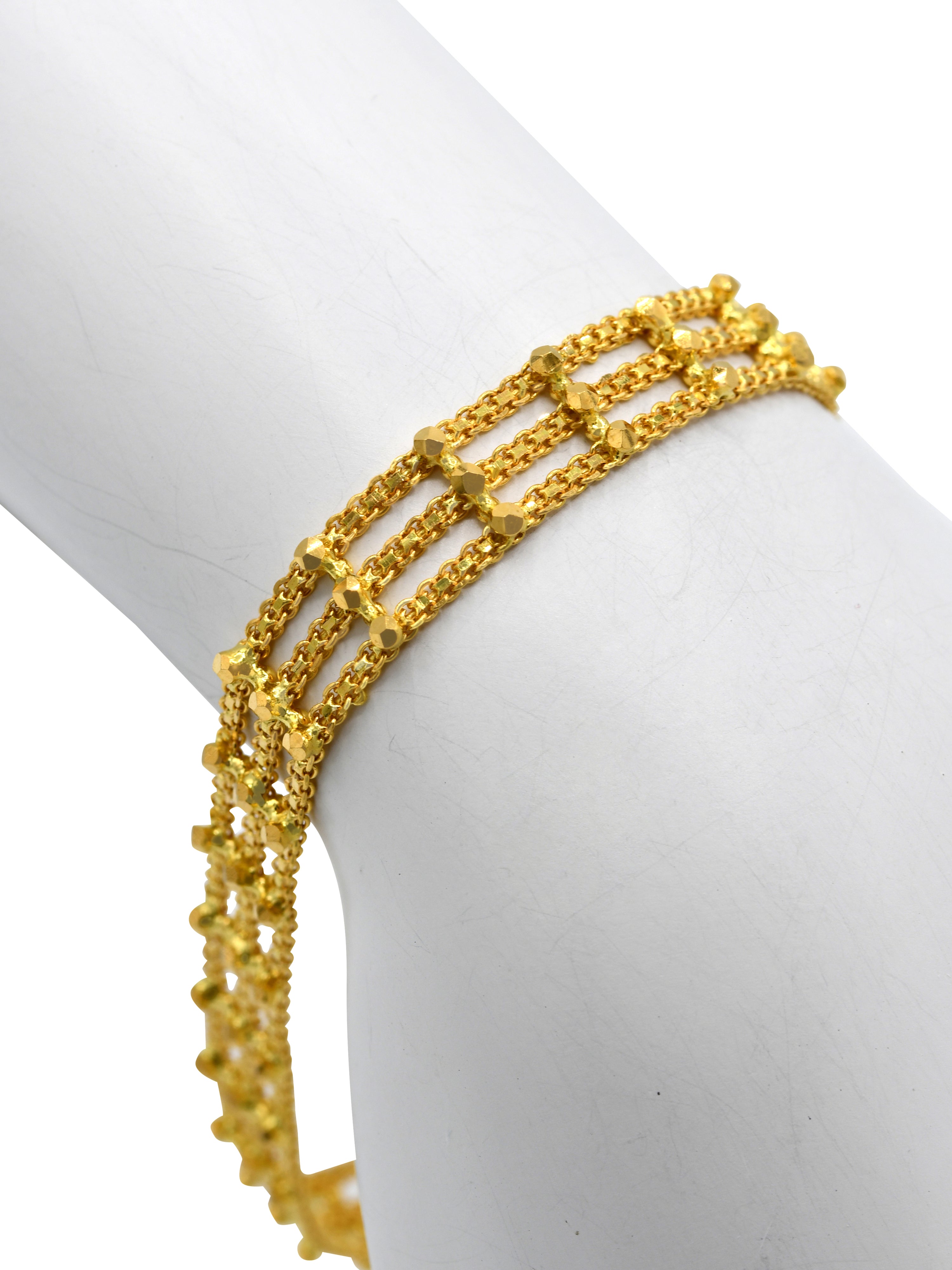 22ct Gold 3 Row Ladies Bracelet - Roop Darshan