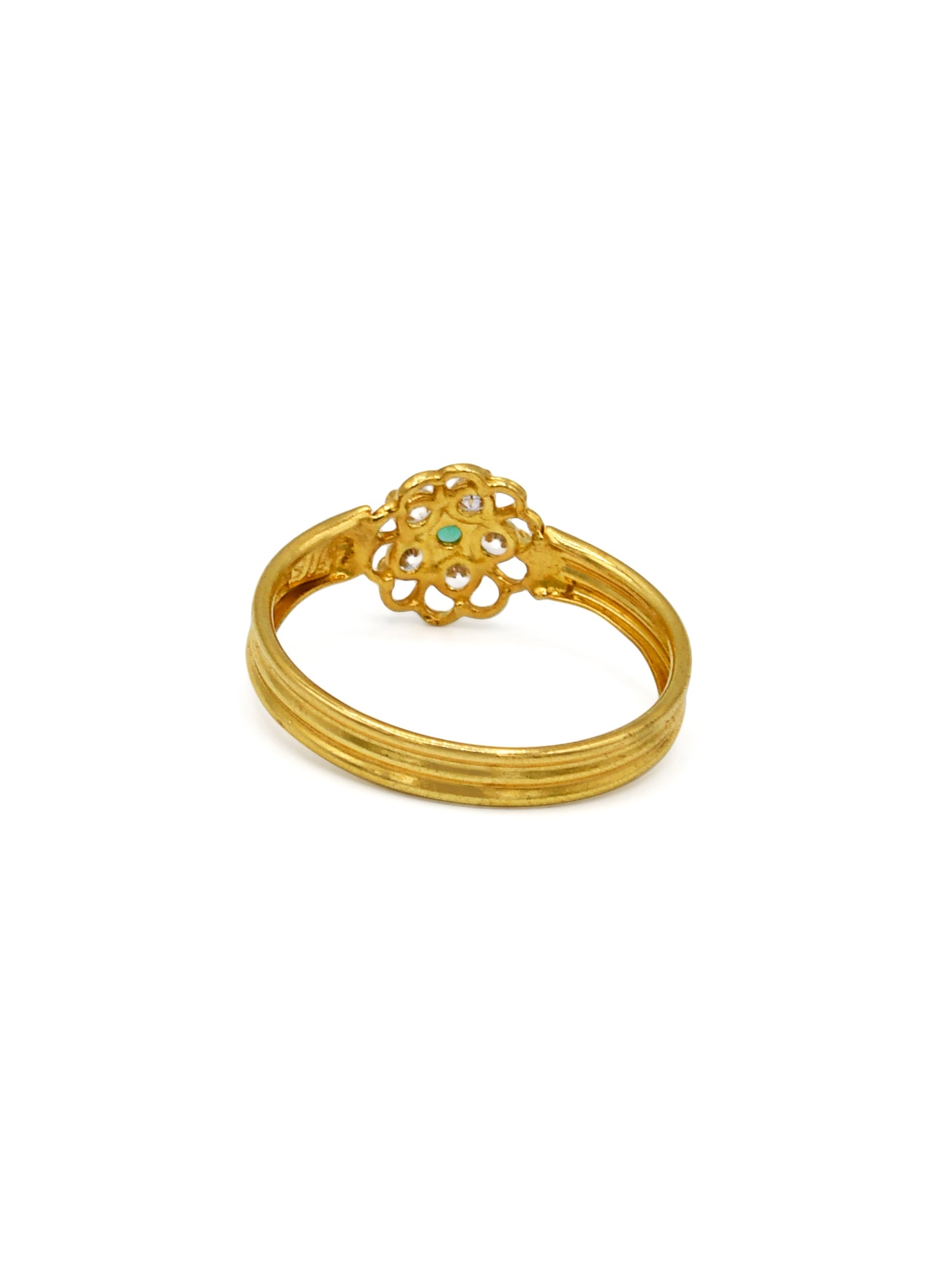 22ct Gold Green CZ Ladies Ring