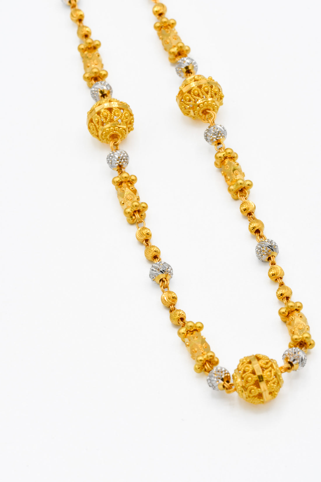 22ct Gold Two Tone Ball Long Fancy Chain - Roop Darshan