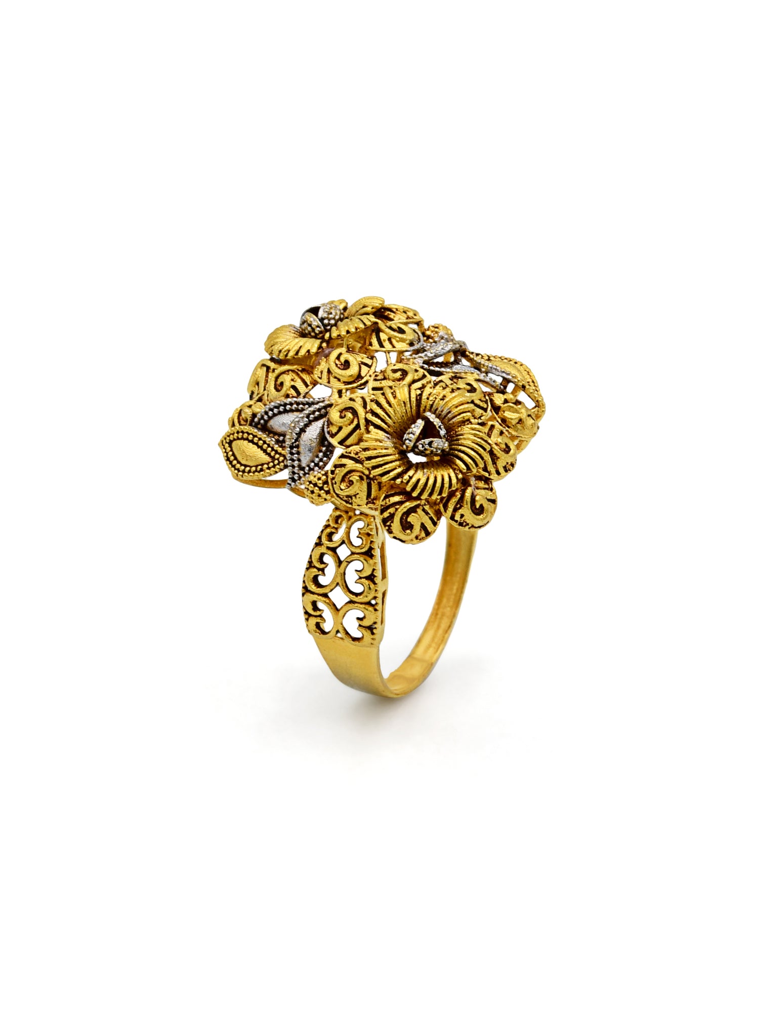 22ct Gold Two Tone Ladies Ring