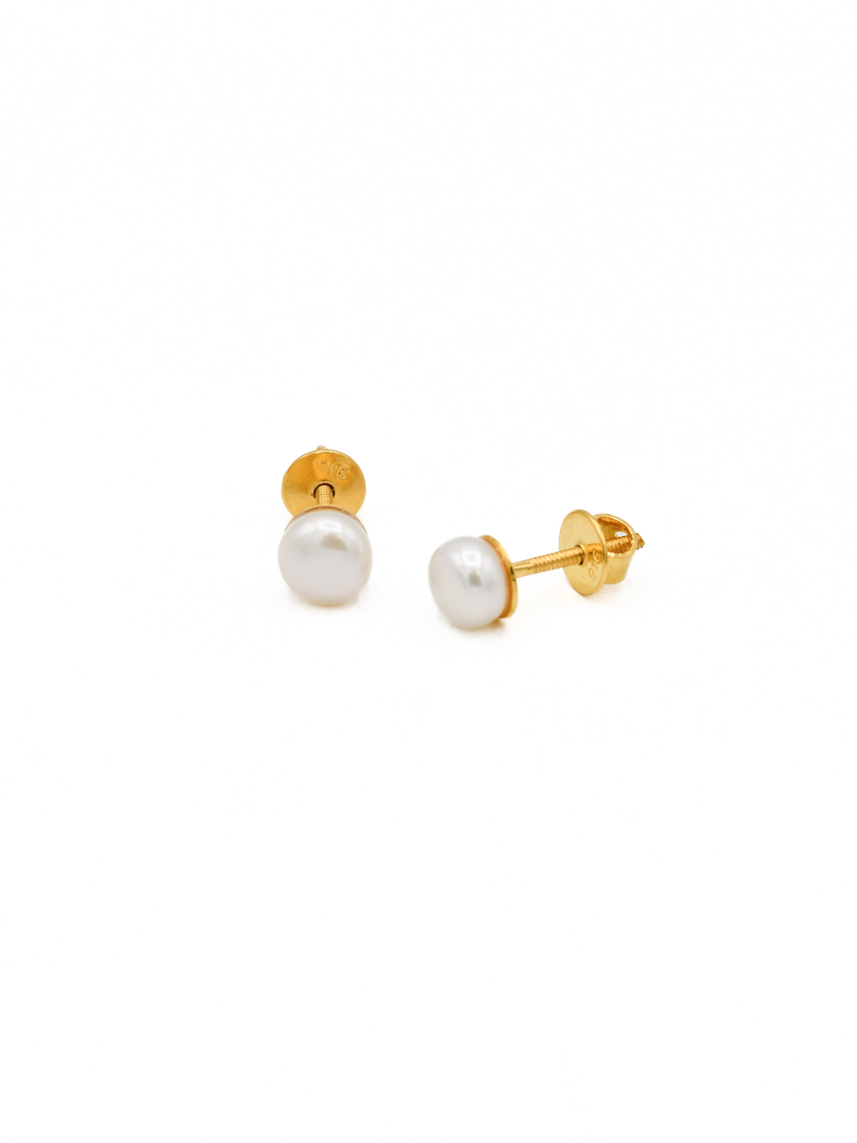 22ct Gold Pearl Stud Earrings - Roop Darshan