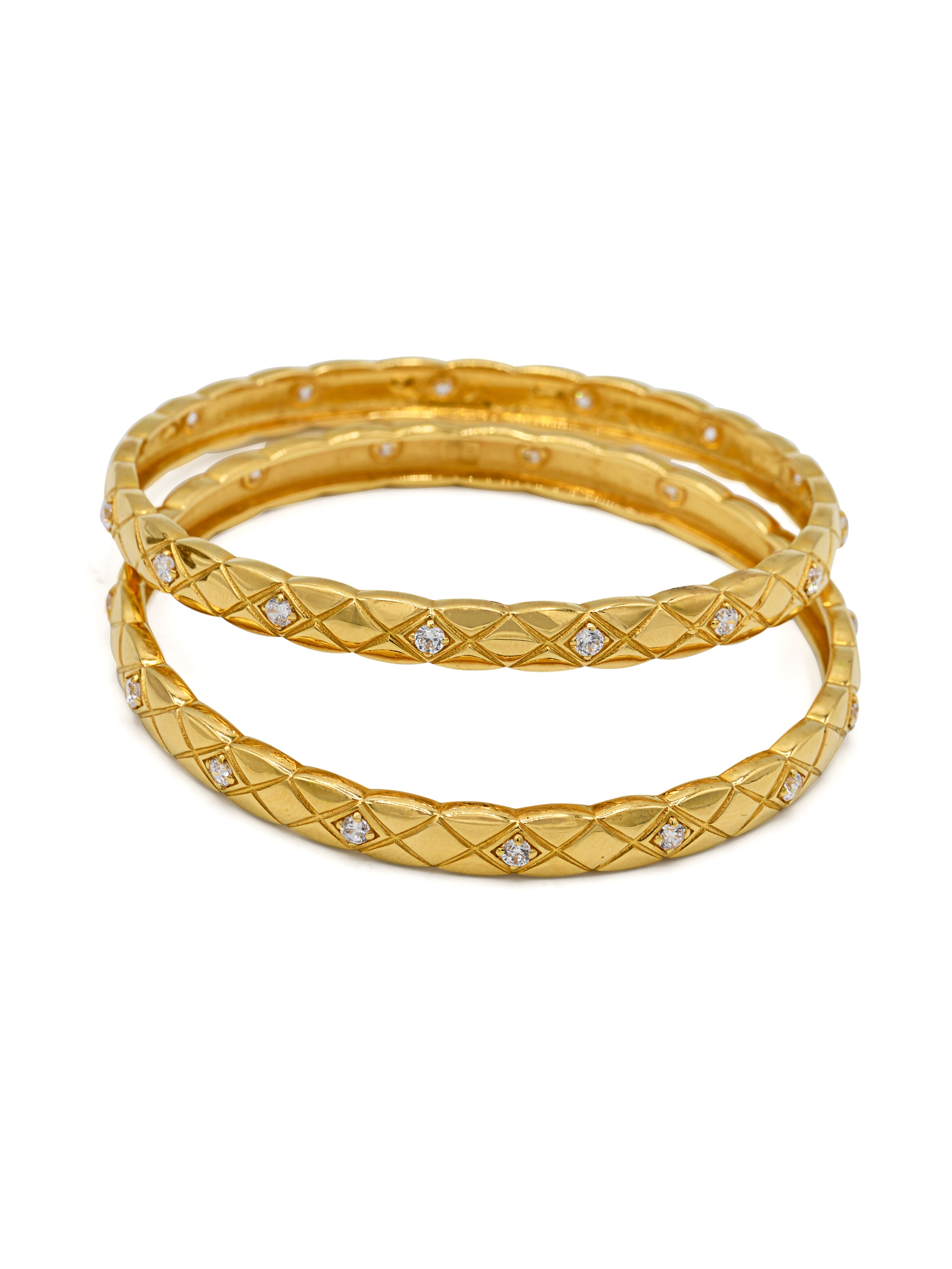 22ct Gold Cz 2 Piece Bangle - Roop Darshan