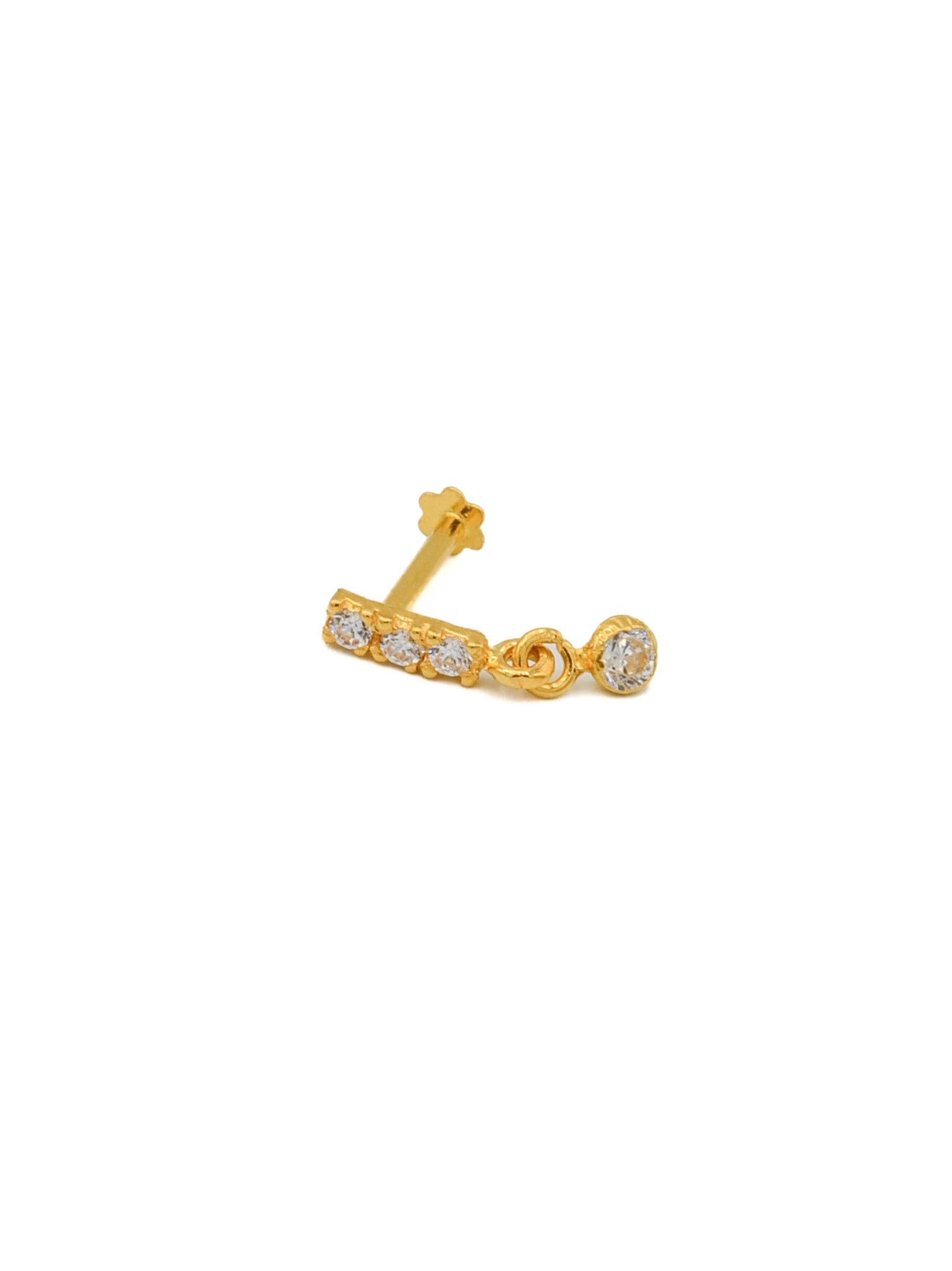 22ct Gold CZ Nose Pin - Roop Darshan