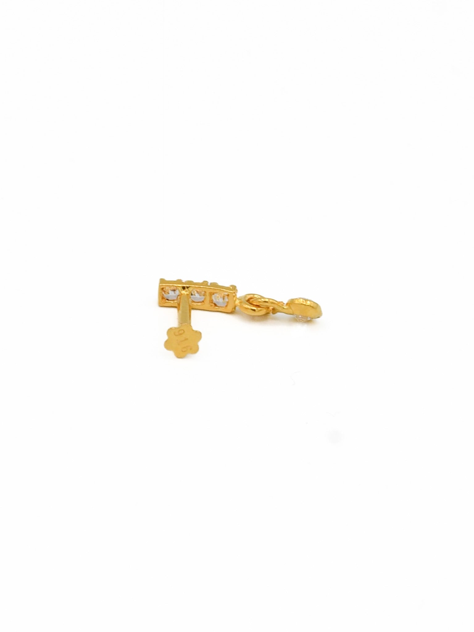 22ct Gold CZ Nose Pin - Roop Darshan