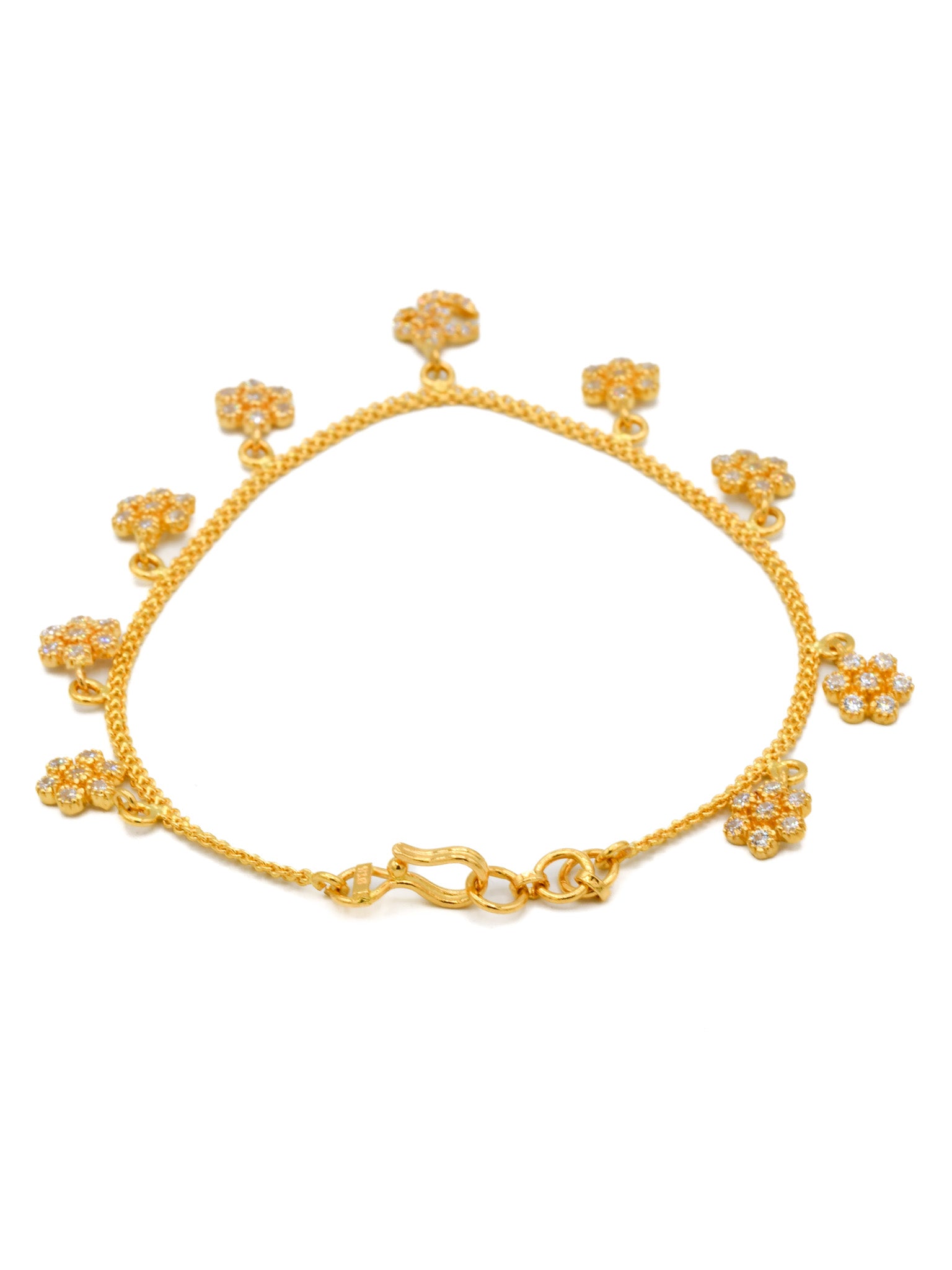 22ct Gold CZ Charms Ladies Bracelet - Roop Darshan