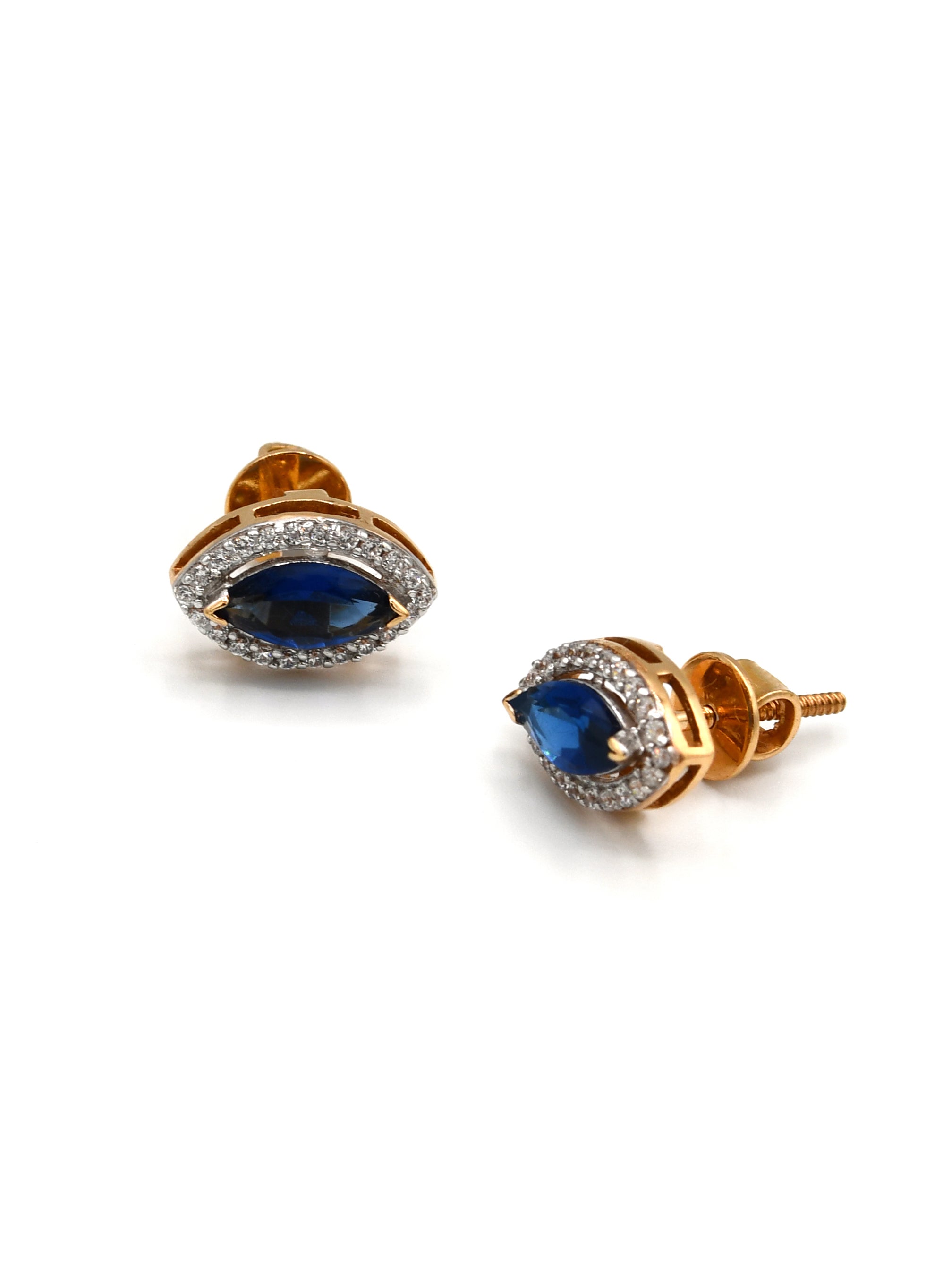 18ct Rose Gold Blue CZ Pendant Set - Roop Darshan
