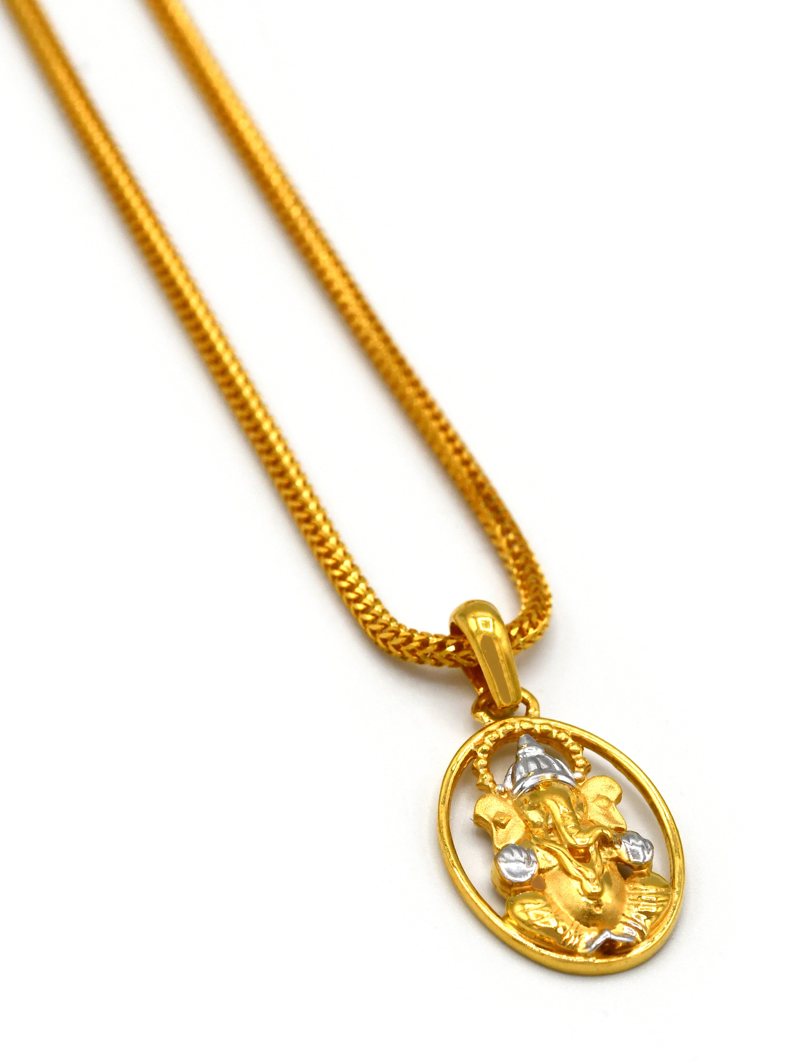 22ct Gold Two Tone Ganesh Pendant - Roop Darshan