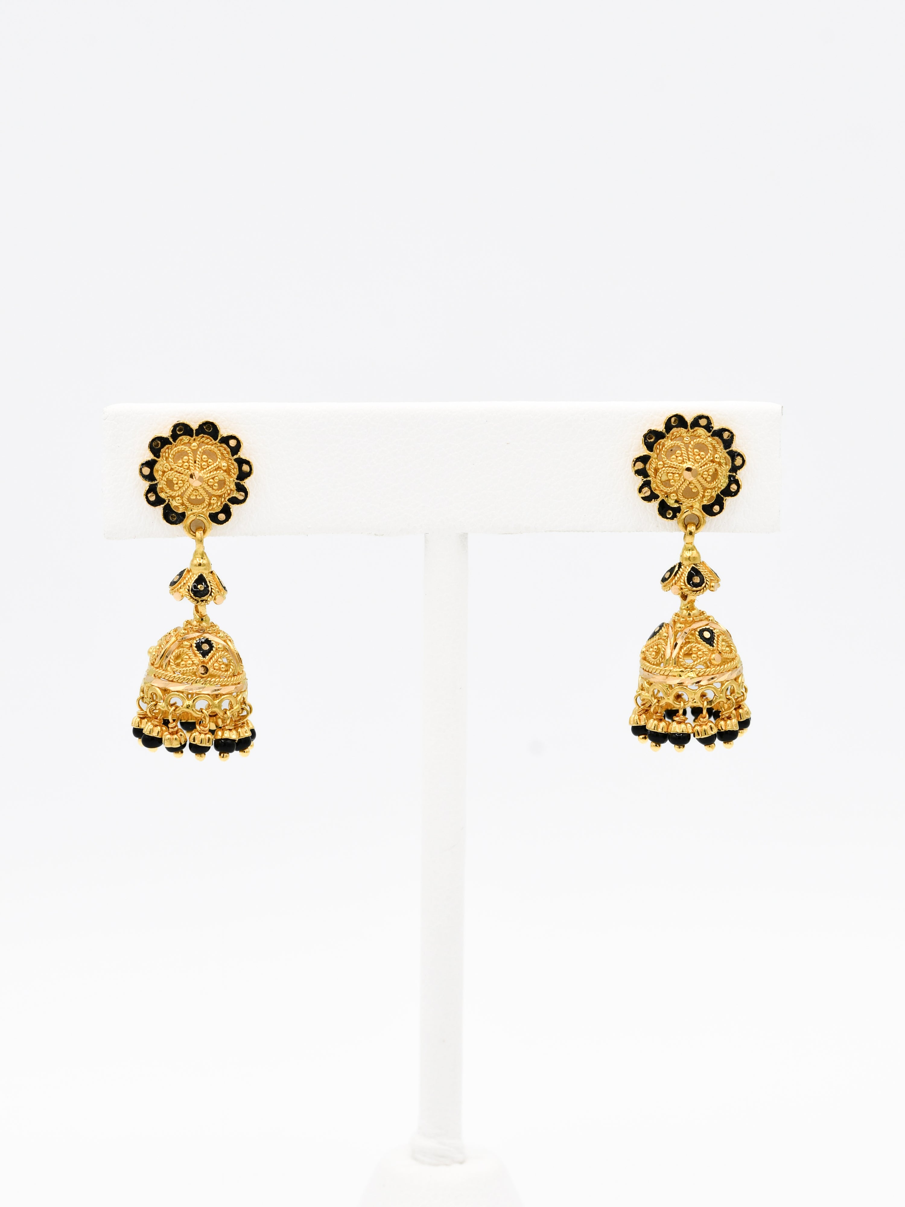 22ct Gold Minakari Jhumki Earrings - Roop Darshan