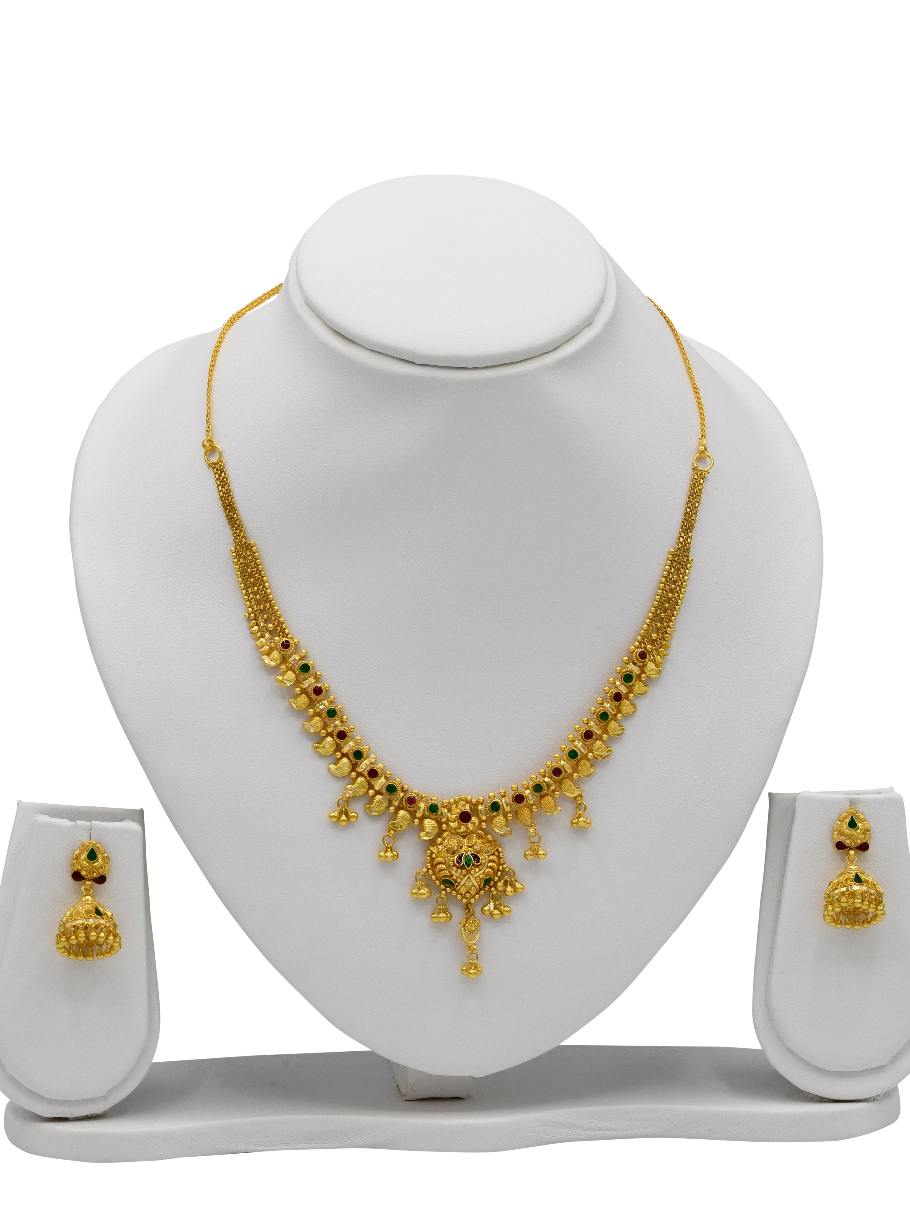 22ct Gold Minakari Necklace Set - Roop Darshan