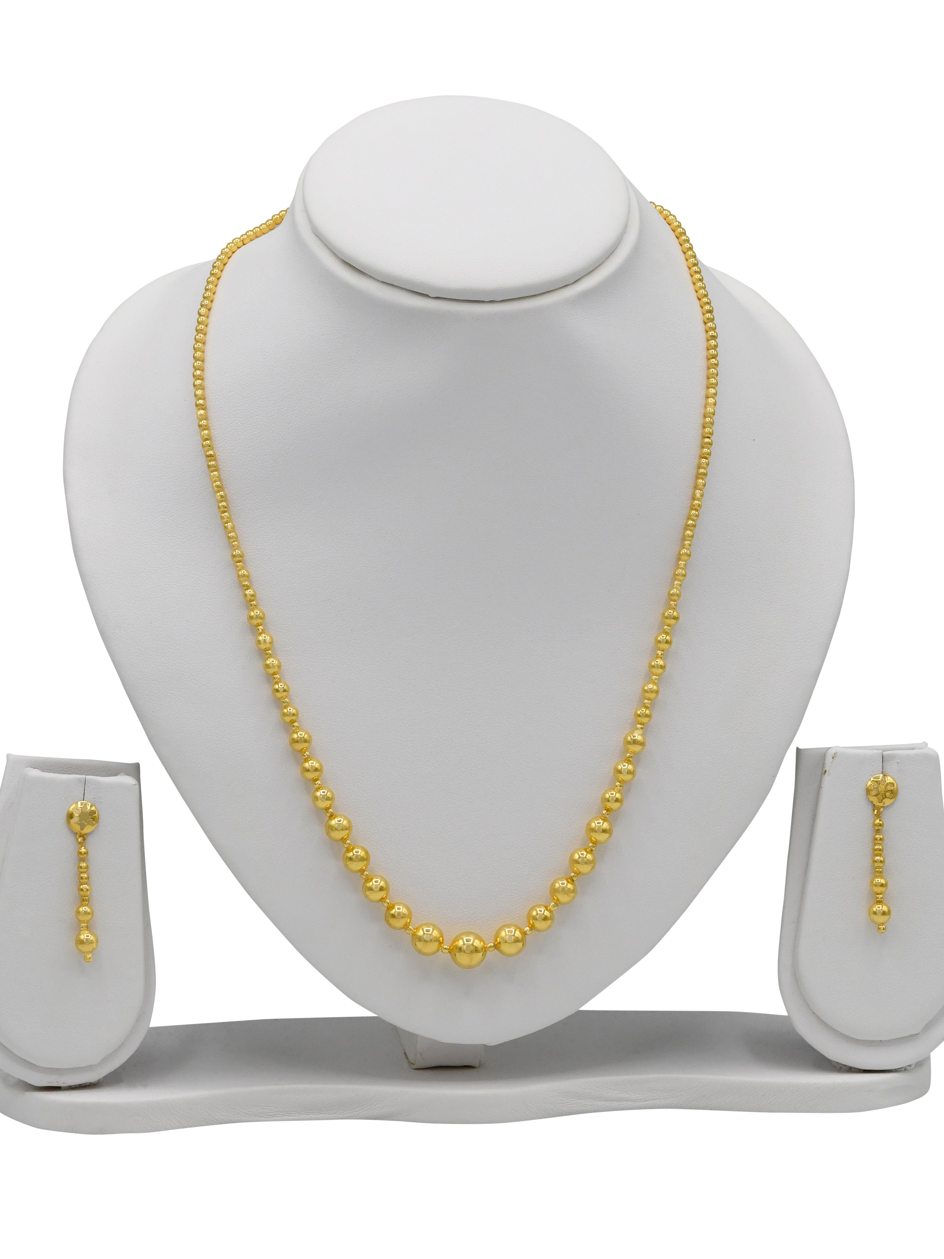 22ct Gold Ball Necklace Set - Roop Darshan