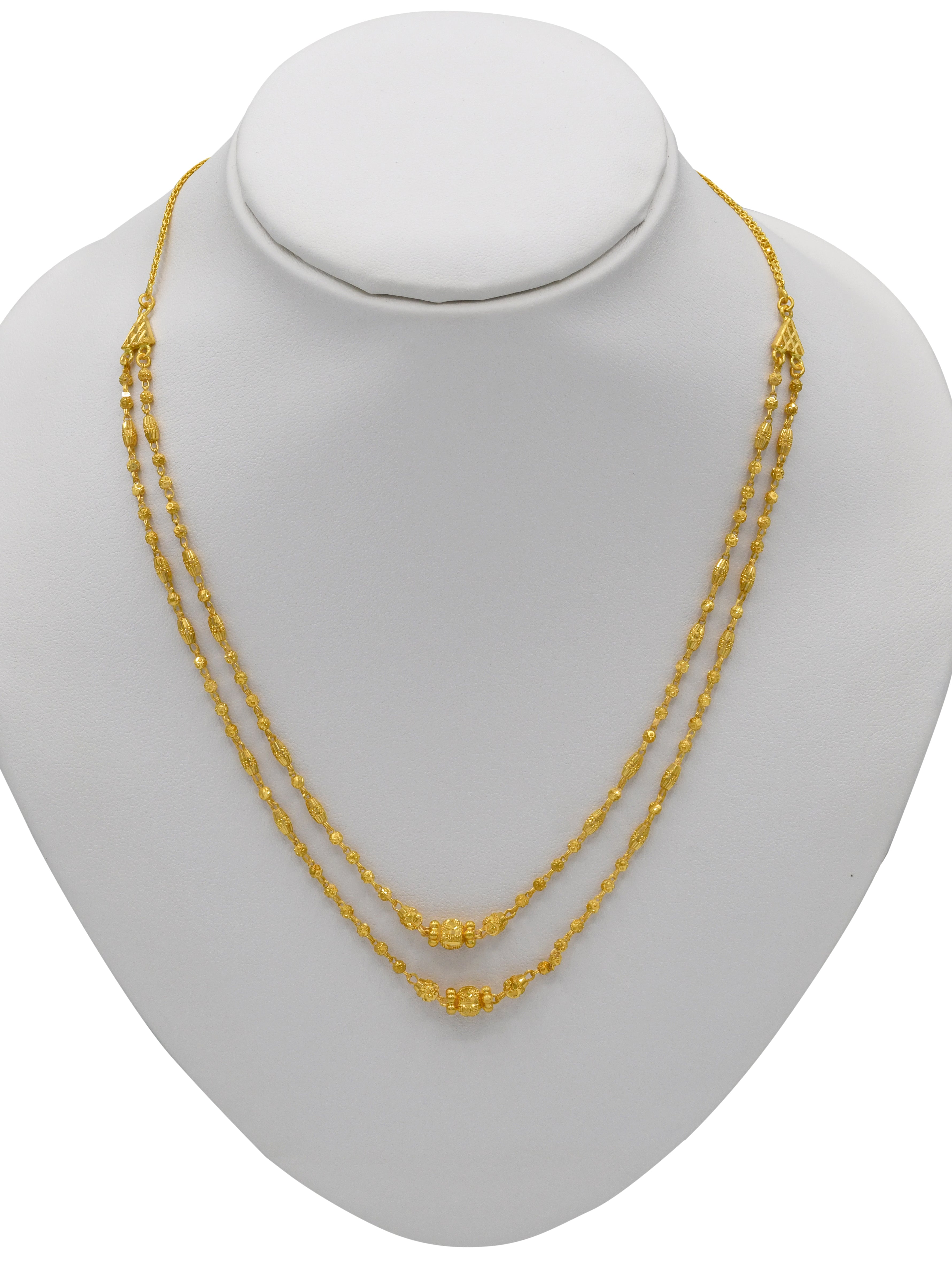 22ct Gold Ball 2 Row Necklace Set