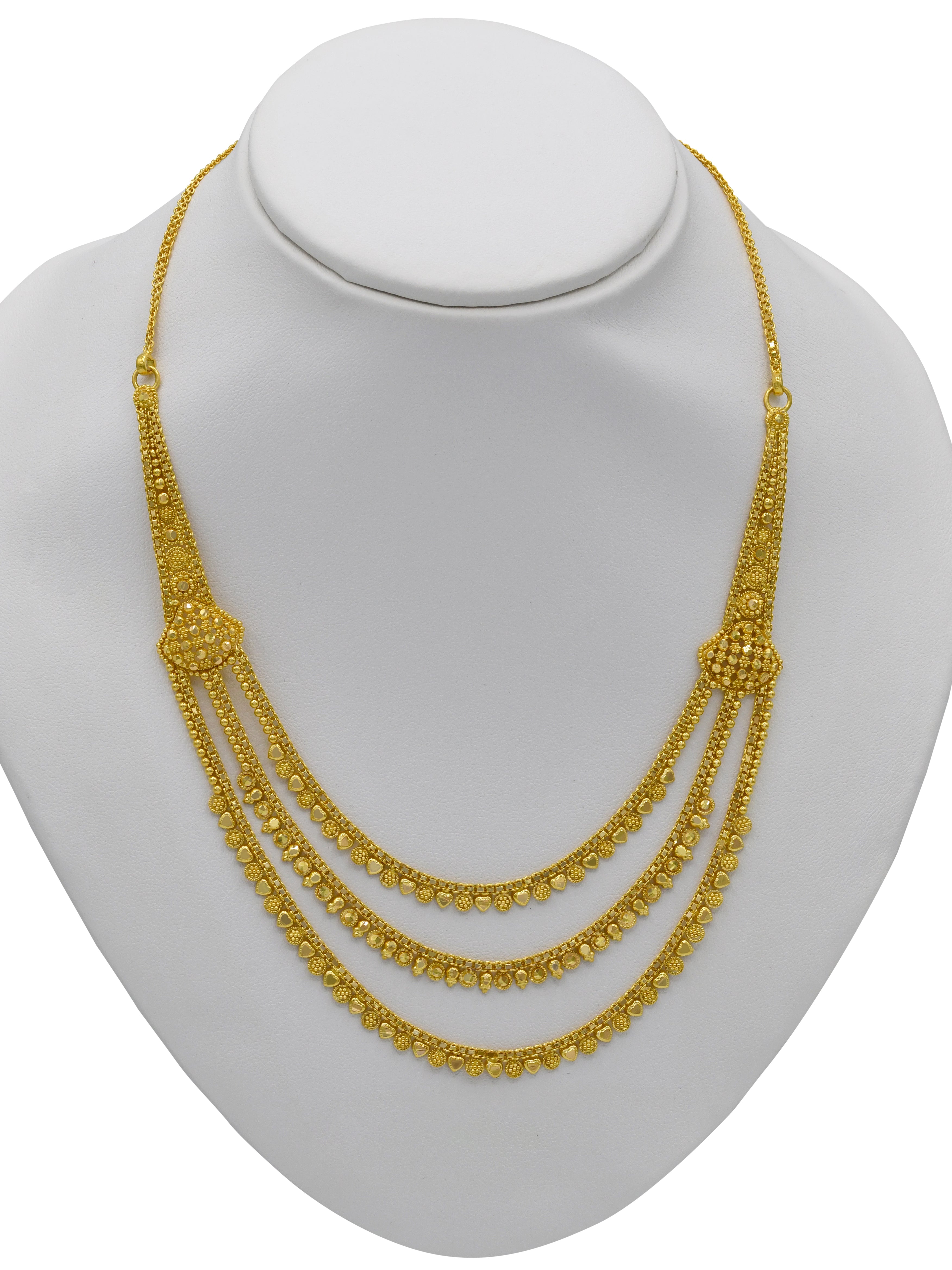22ct Gold 3 Row Necklace Set