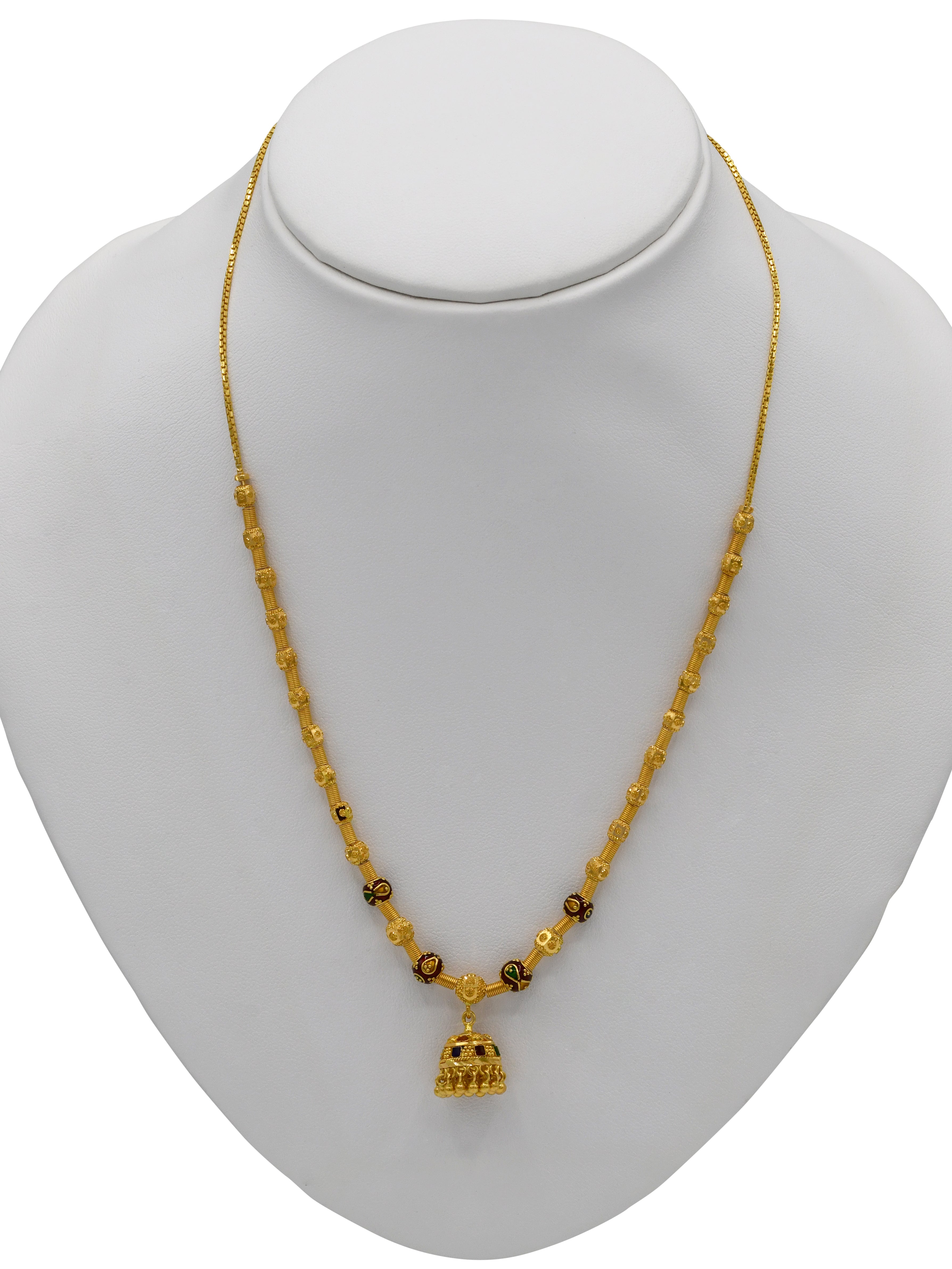 22ct Gold Minakari Jhumki Necklace Set