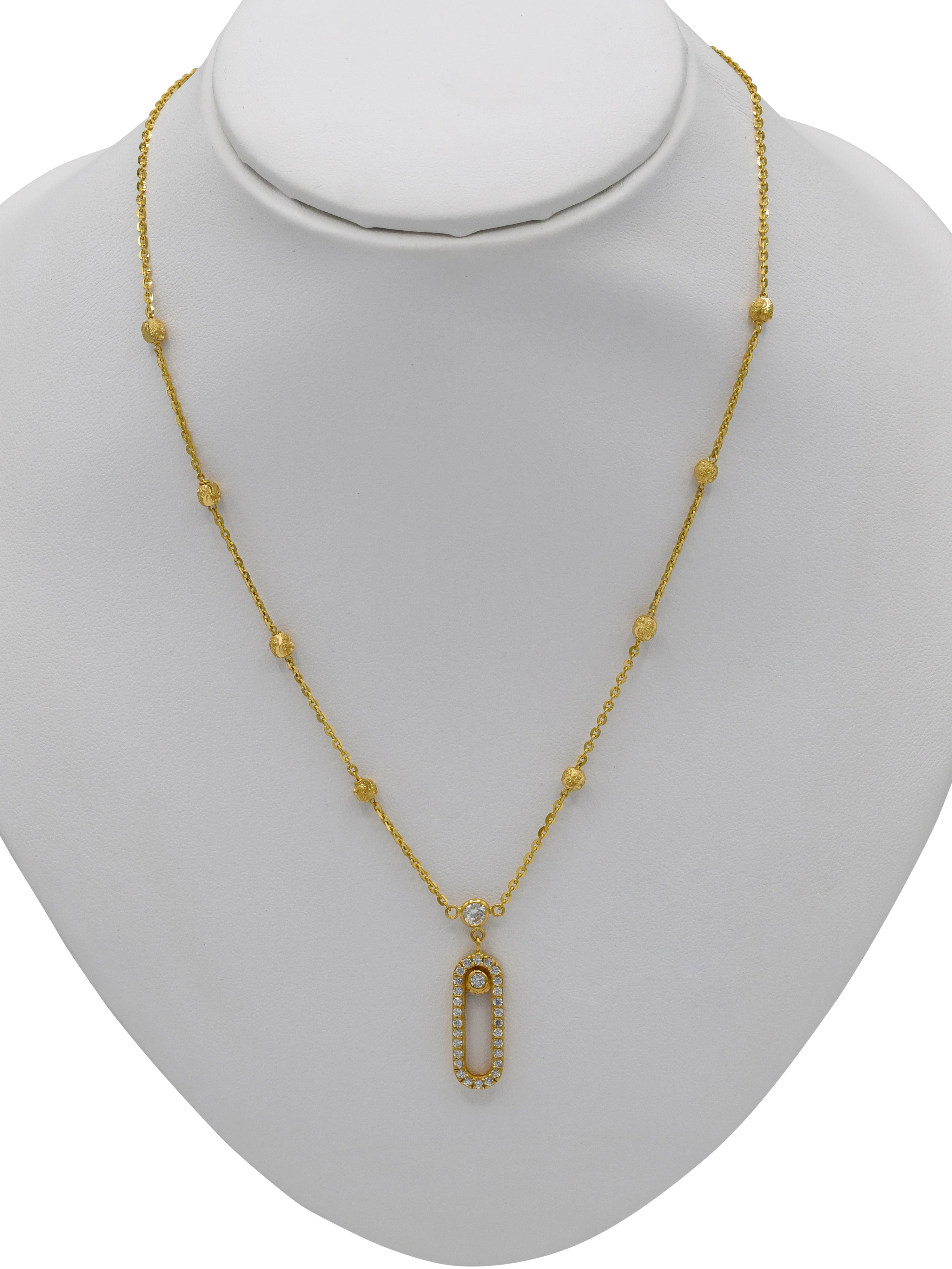 22ct Gold CZ Necklace Set - Roop Darshan