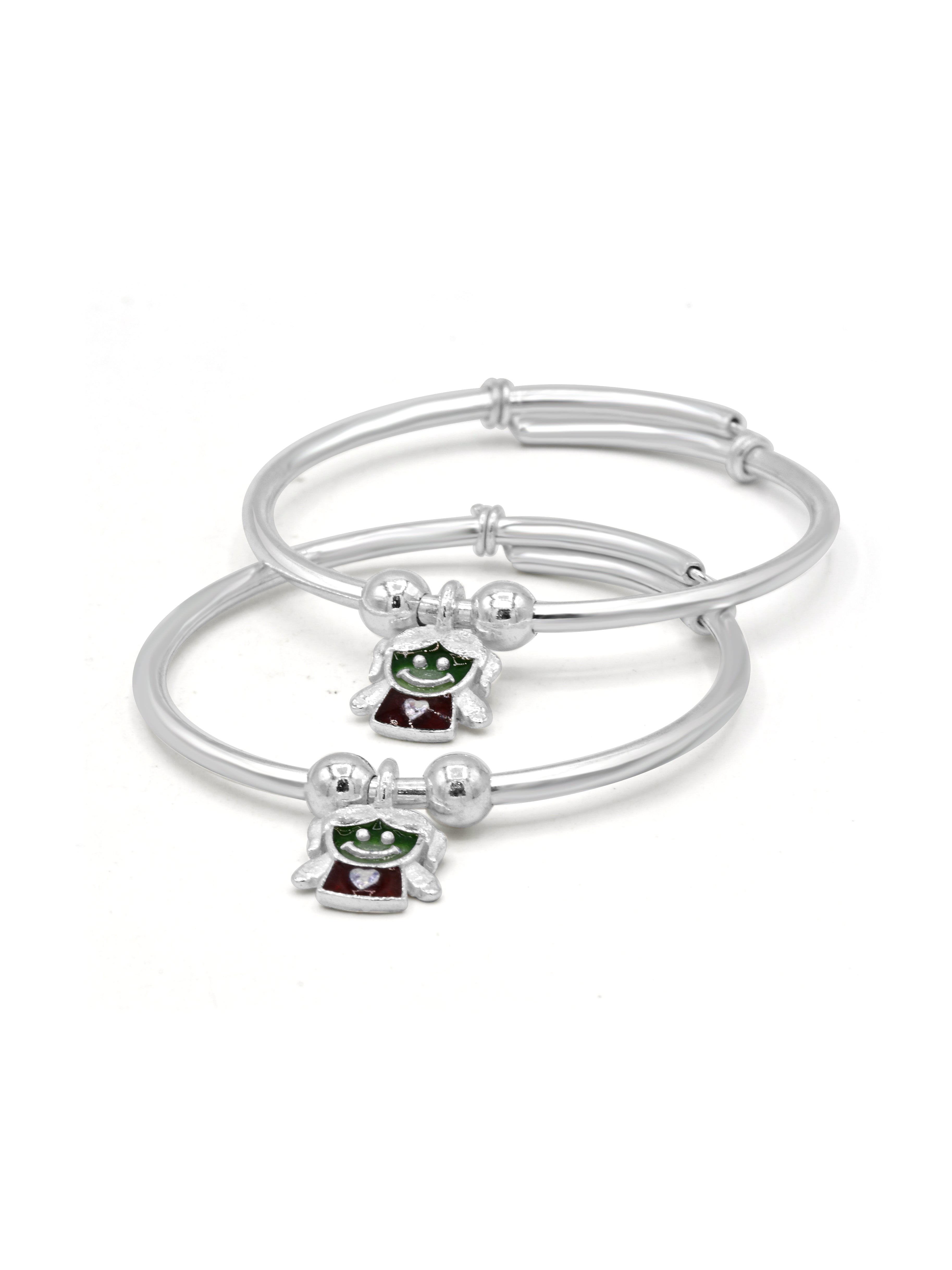 Silver Pair Adjustable Baby Bangle Roop Darshan