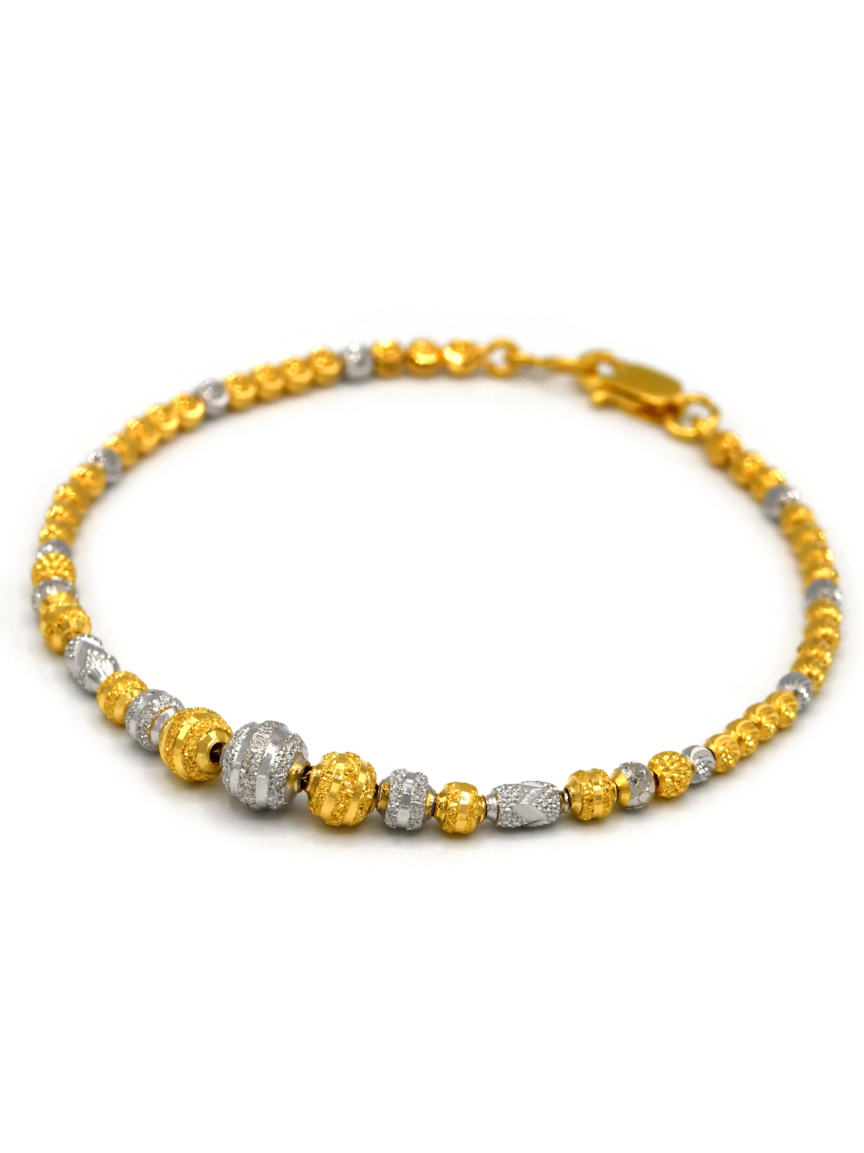 22ct Gold Two Tone Ball Ladies Bracelet